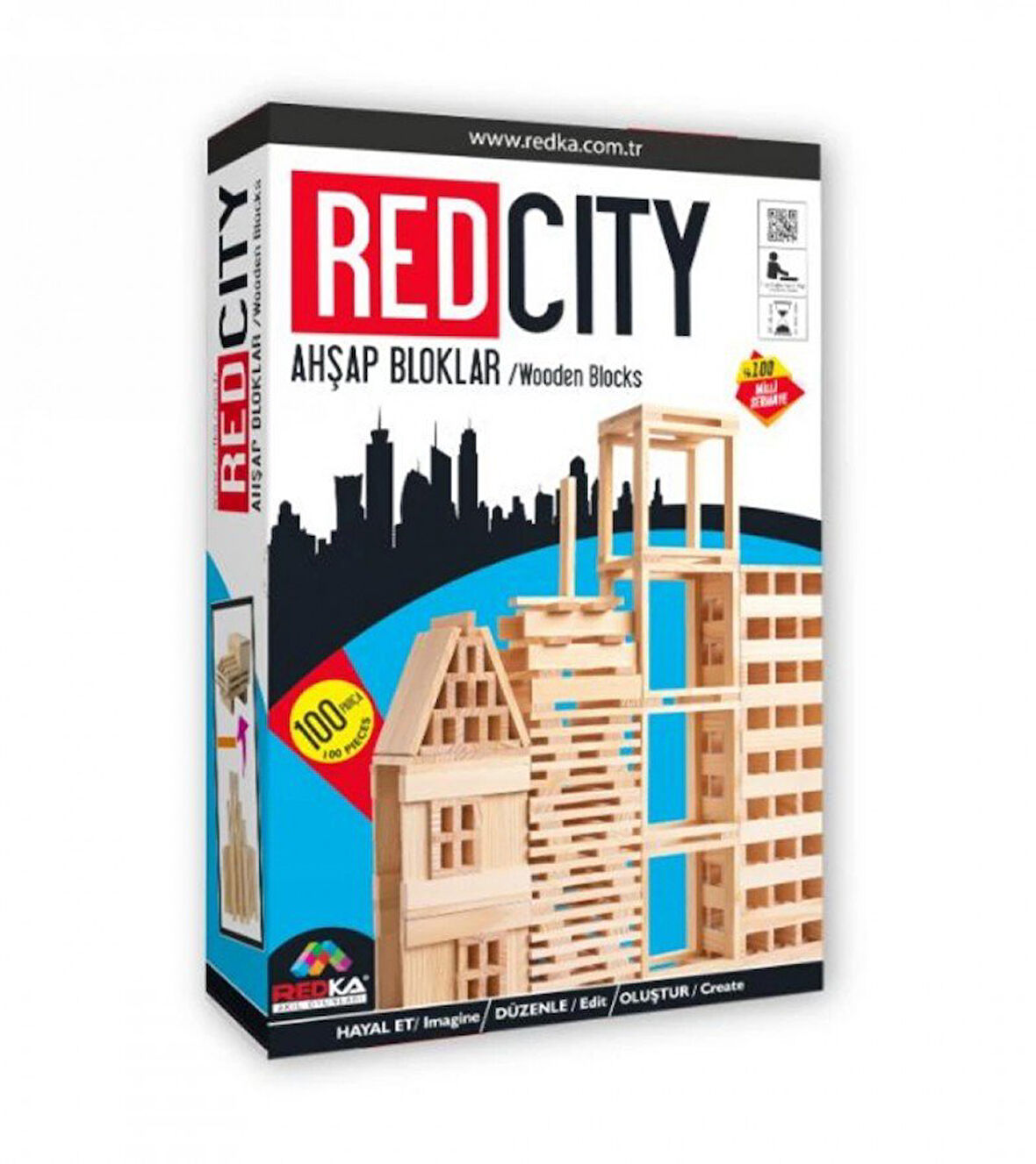 Redcity Ahşap Bloklar 100 Parçalı - Mavi Su Dünyası