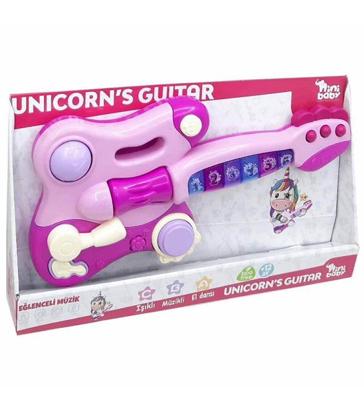 Nini Baby Unicorn Işıklı Sesli Müzikli Gitar - Mavi Su Dünyası