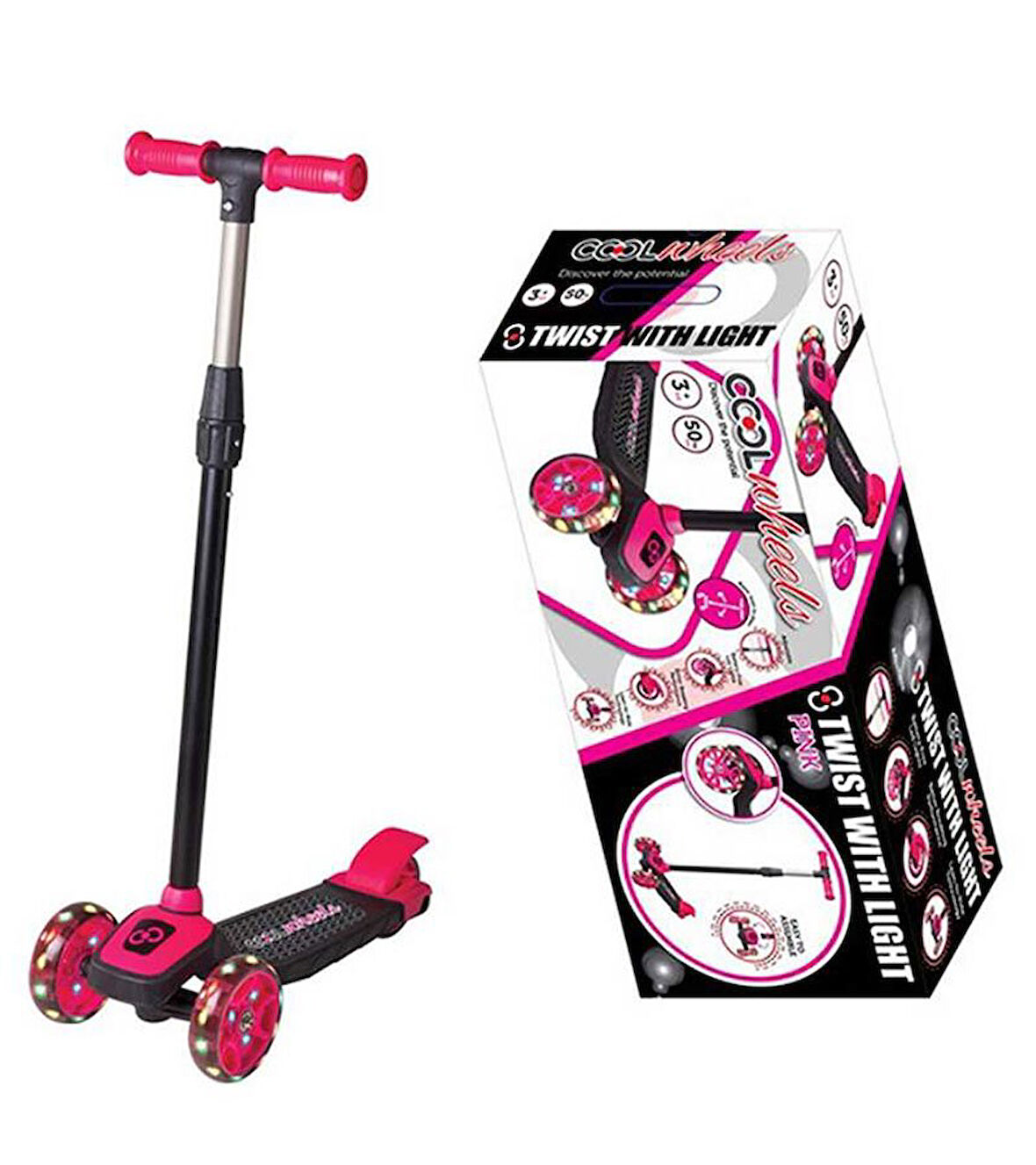 Scooter Cool Wheels Işıklı Pembe Twist Scooter 5+