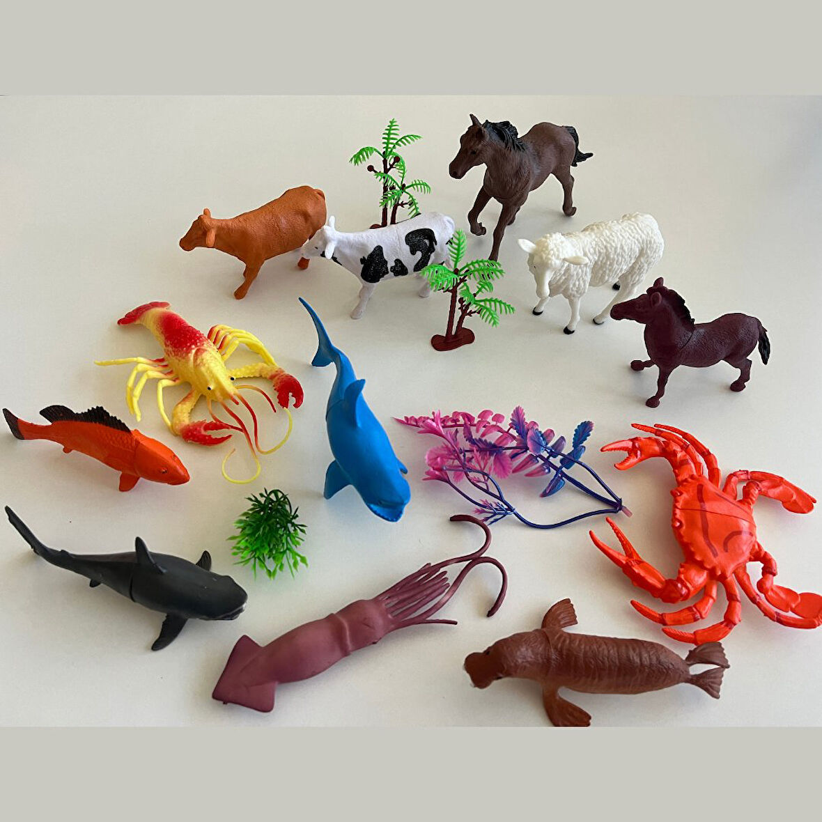 Hayvanlar Alemi Seti 16 Parçalı Full Set Deniz Hayvanları ve Kara Hayvanları