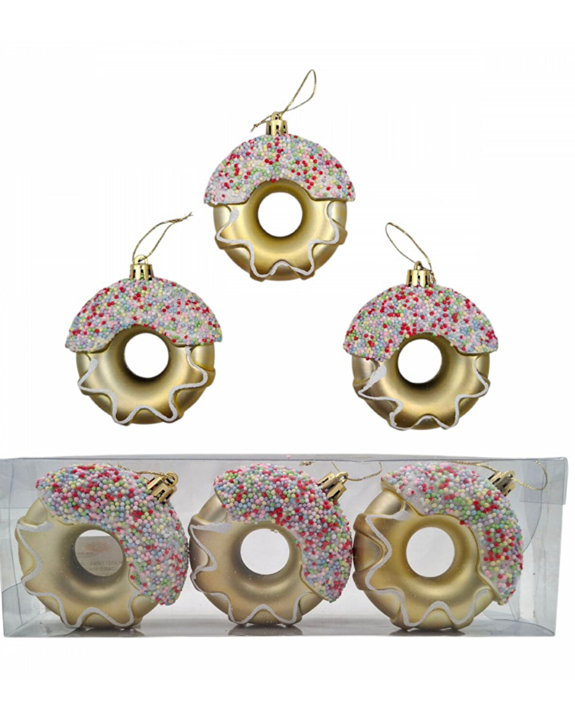Yılbaşı Süsü 3' lü 8 Cm Donut Süs