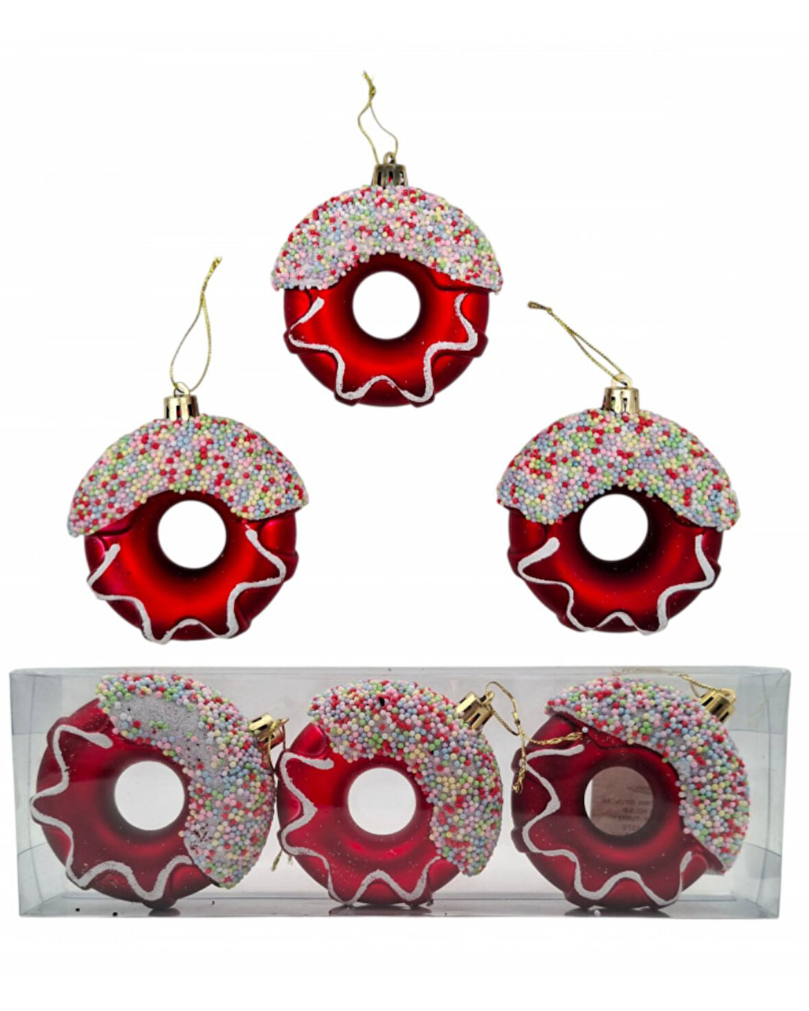 Yılbaşı Süsü 3' lü 8 Cm Donut Süs