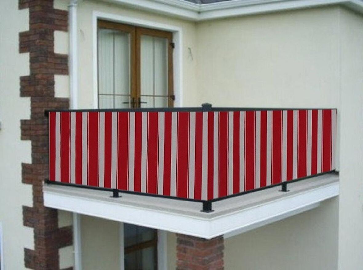 Ceylan Home Balkon Demiri Perdesi Kuş Gözü Kırmızı Beyaz 750 X 80