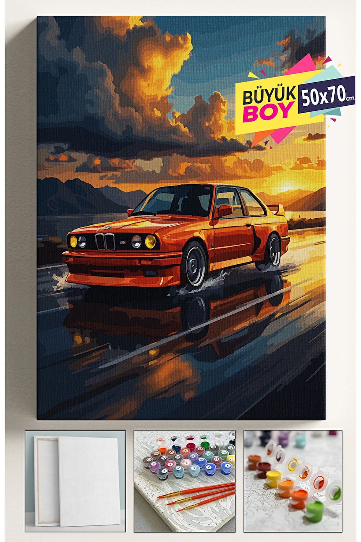 Sayılarla Boyama Seti Numaralı Tuval Fırça Boya Dahil Kasnaklı Set 50x70 Cm - TURUNCUBMV