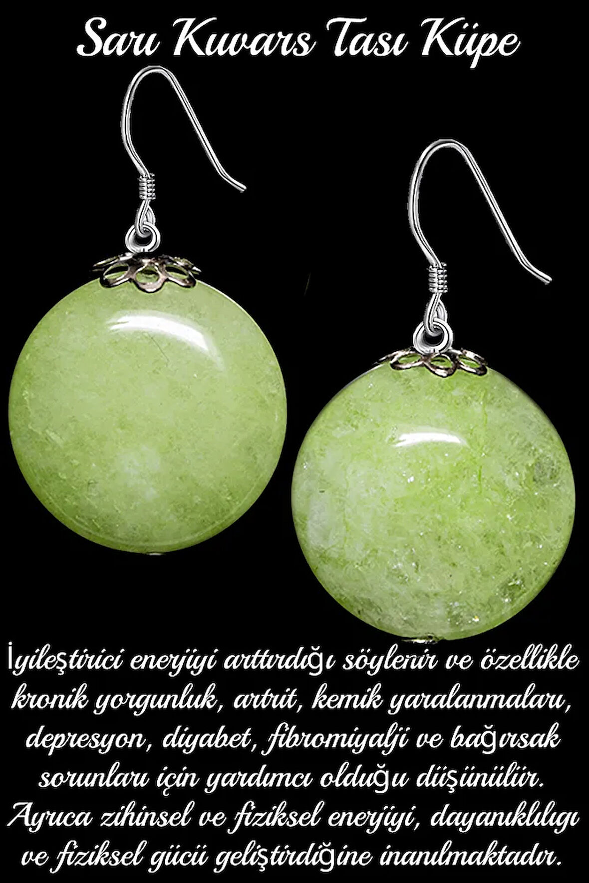 Sertifikalı Sarı Kuvars Taşı Küpe - 1.kalite