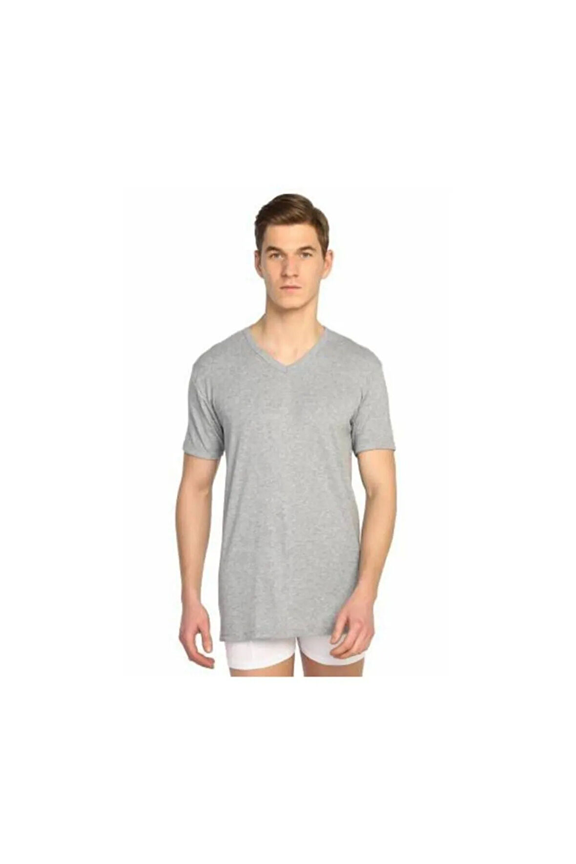 3'lü Erkek Beyaz Ribana V Yaka Fanila Tut