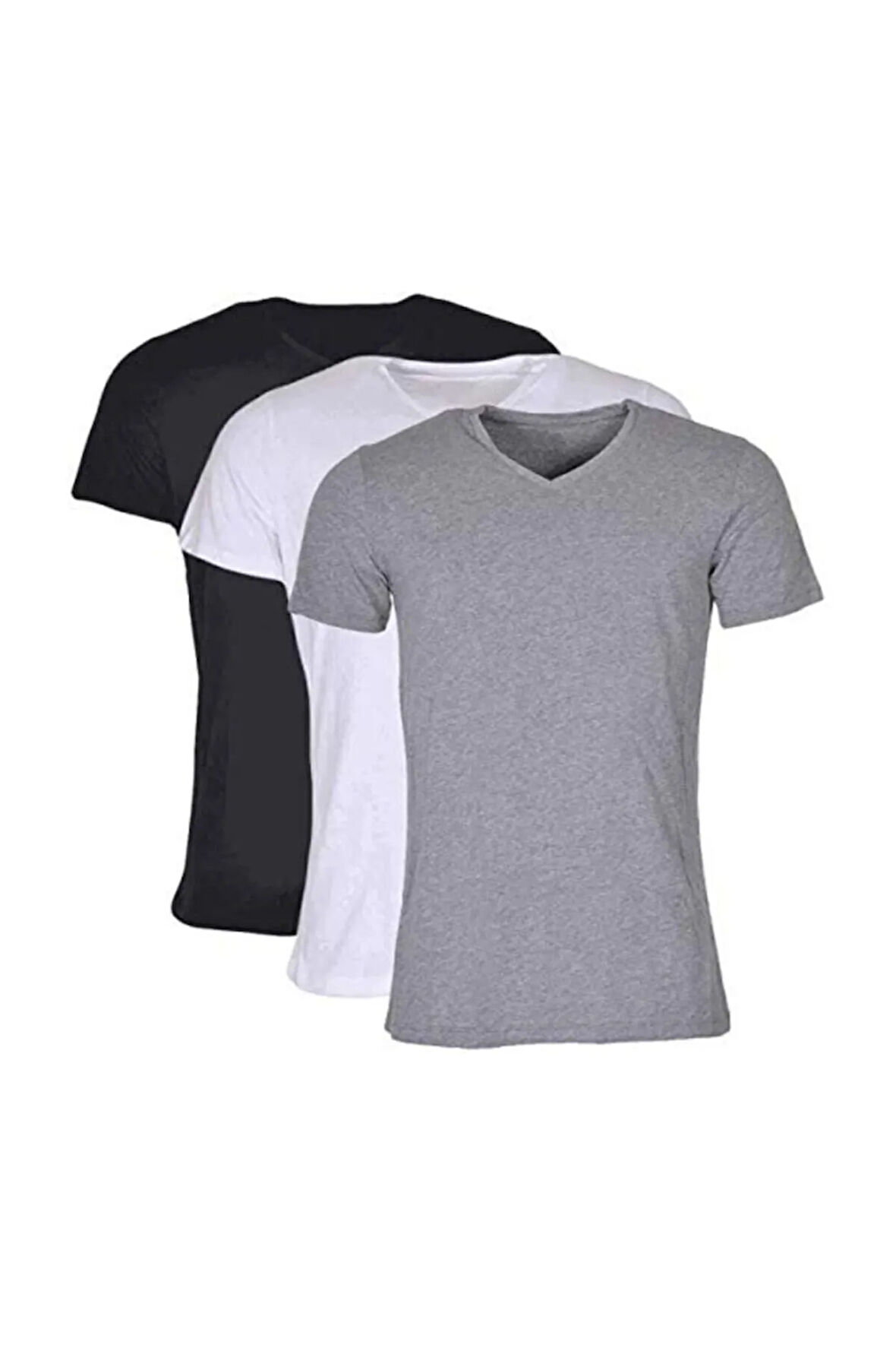 3'lü Erkek Beyaz Ribana V Yaka Fanila Tut