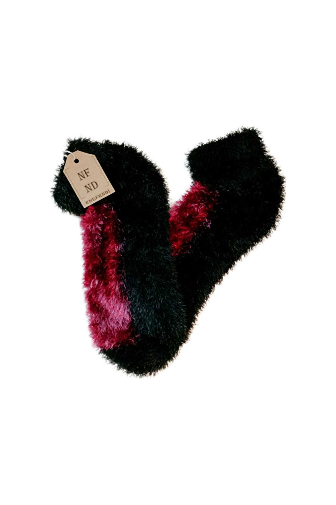 Tüylü Kışlık Termal Çorap Dikişsiz Peluş Patik Şık Rahat Siyah Pembe (FUŞYA) Ev-parti Çorabı