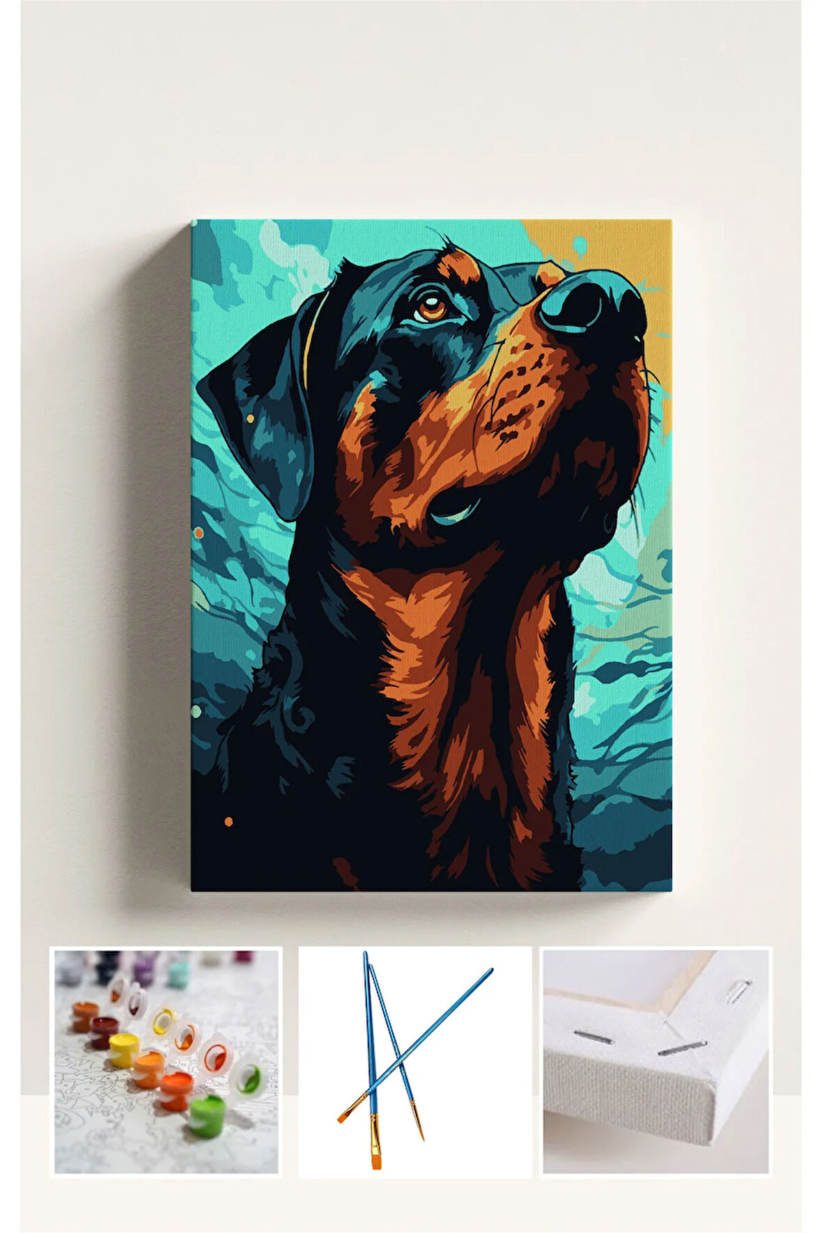 Sayılarla Boyama Çerçeveli Hobi Seti Numaralı Tuval Fırça Boya Dahil Kasnaklı 40X50 Cm