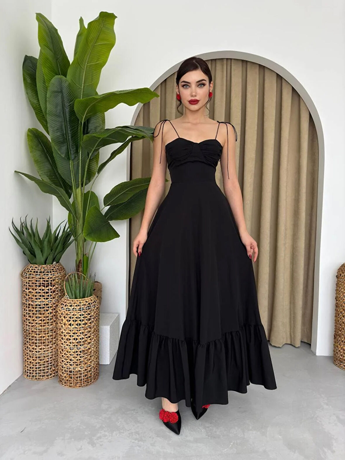 Poplin Kiloş Uzun Elbise