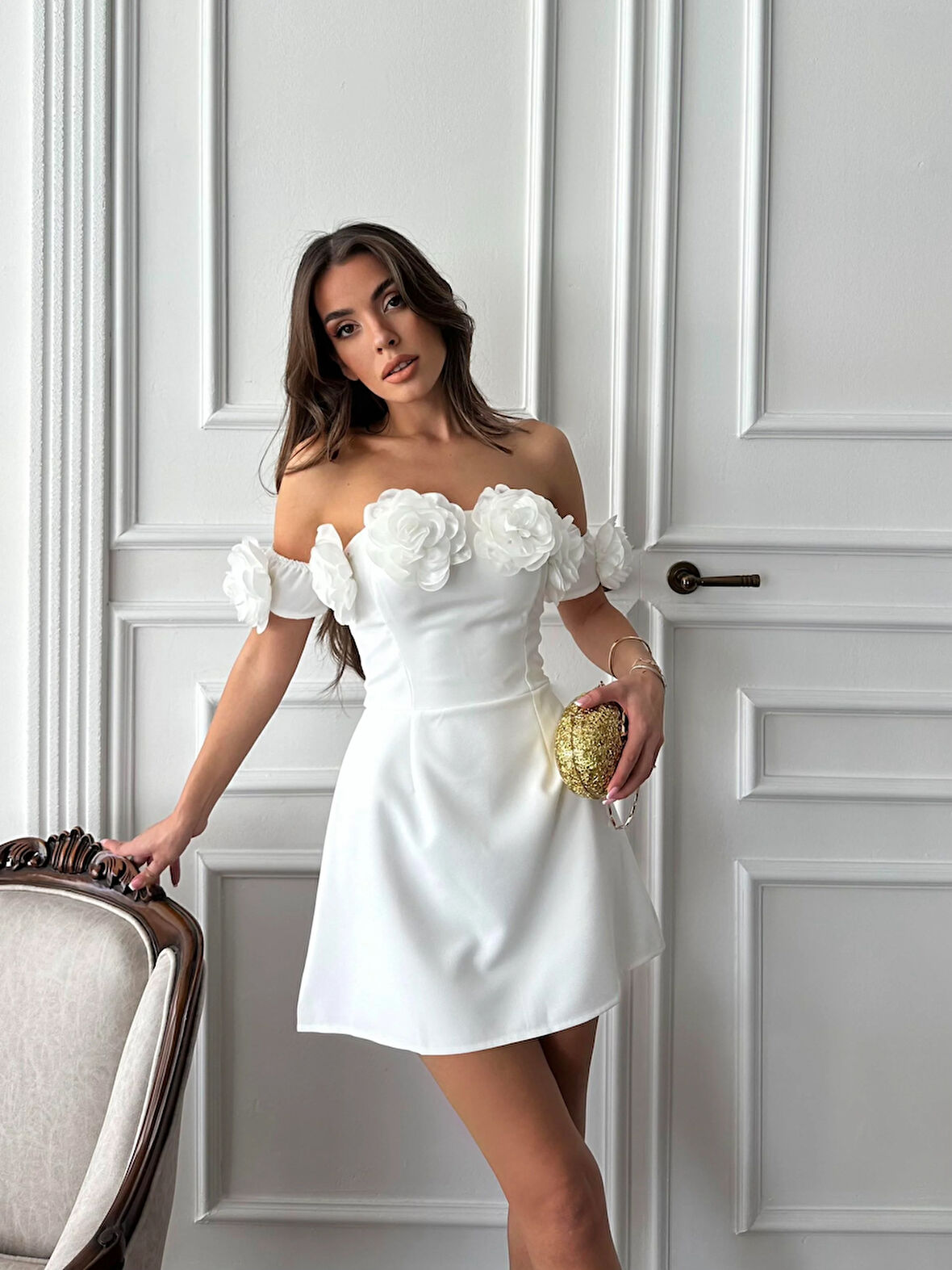 Romantica Çiçek Detay Mini Elbise