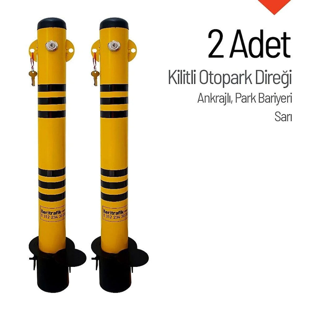 Çıkarılabilir Ankrajlı Kilitli Otopark Bariyeri – 2'li Set