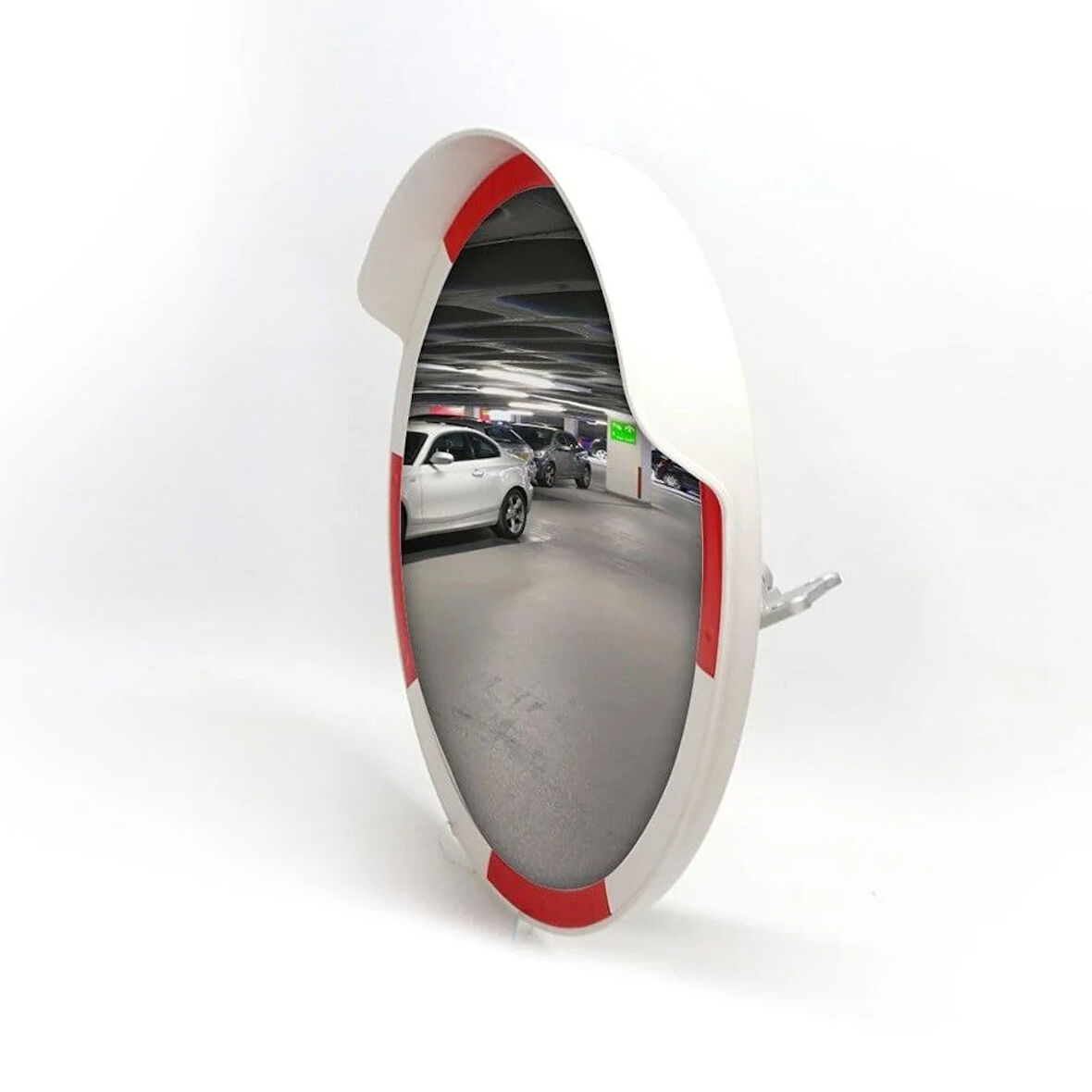 Tümsek Ayna 60 cm – Beyaz-Kırmızı Güvenlik Aynası 