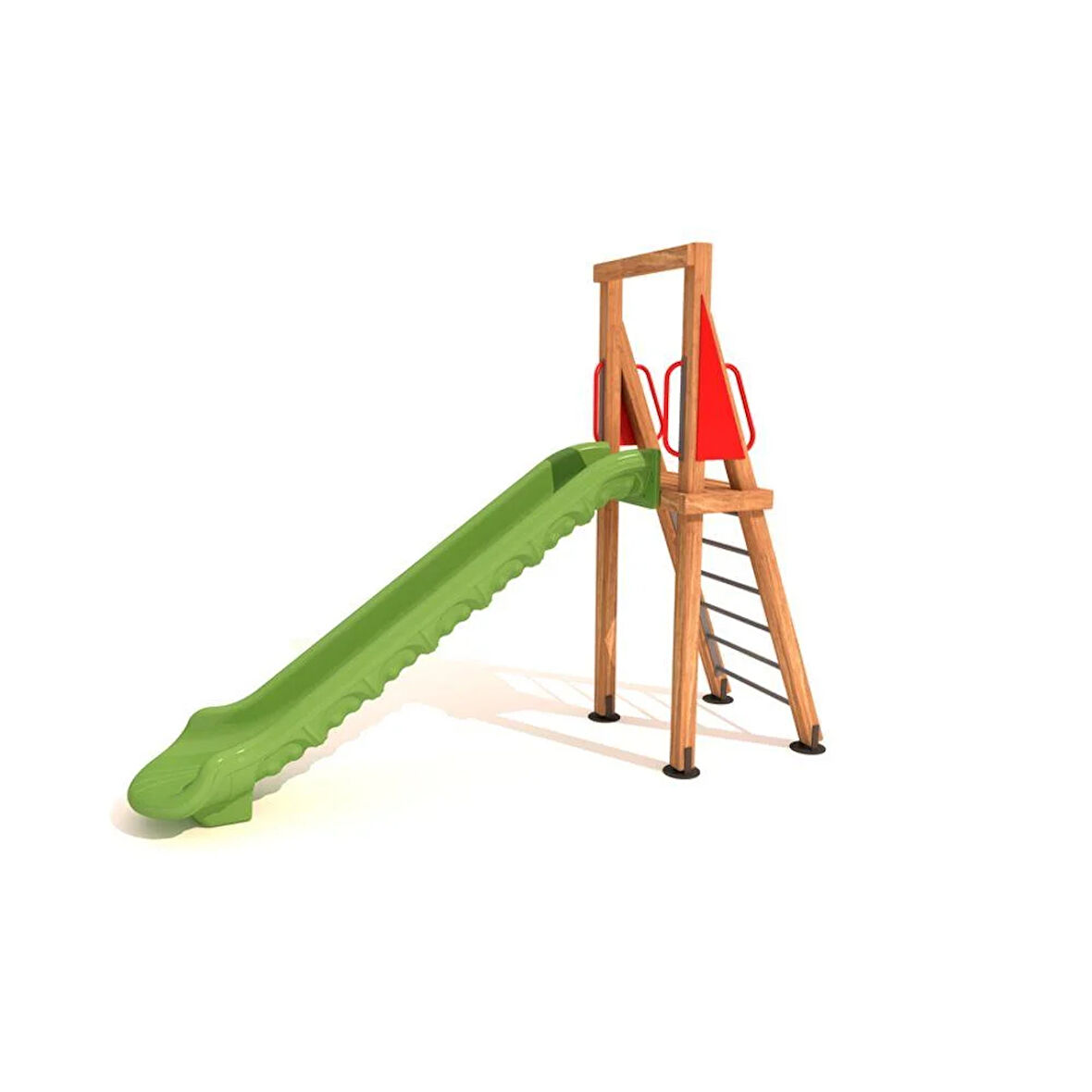 Ahşap Çocuk Oyun Parkı - Tek Kaydıraklı Ekonomik Model h150