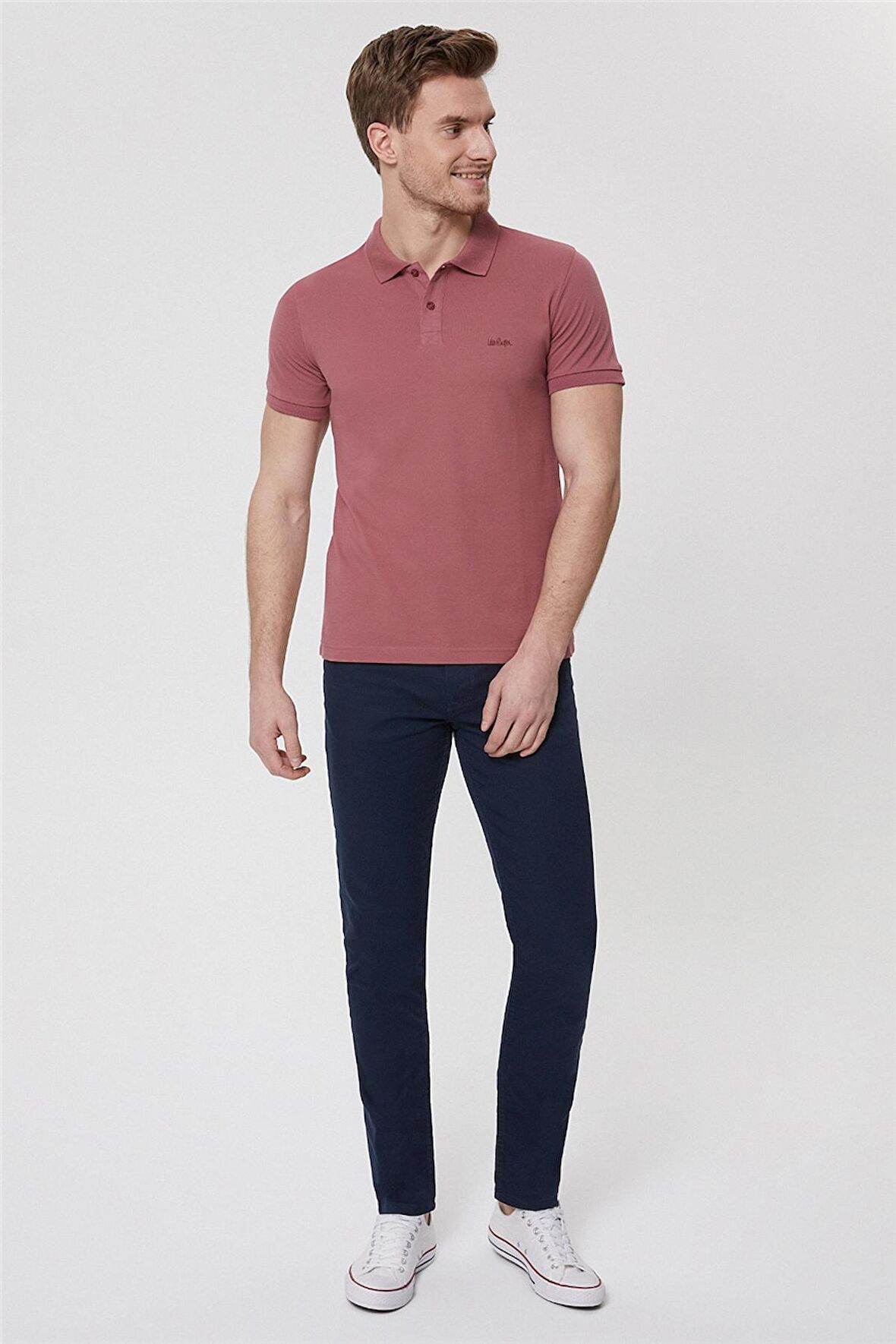 Twins Erkek Polo Yaka T-Shirt Gül Kurusu