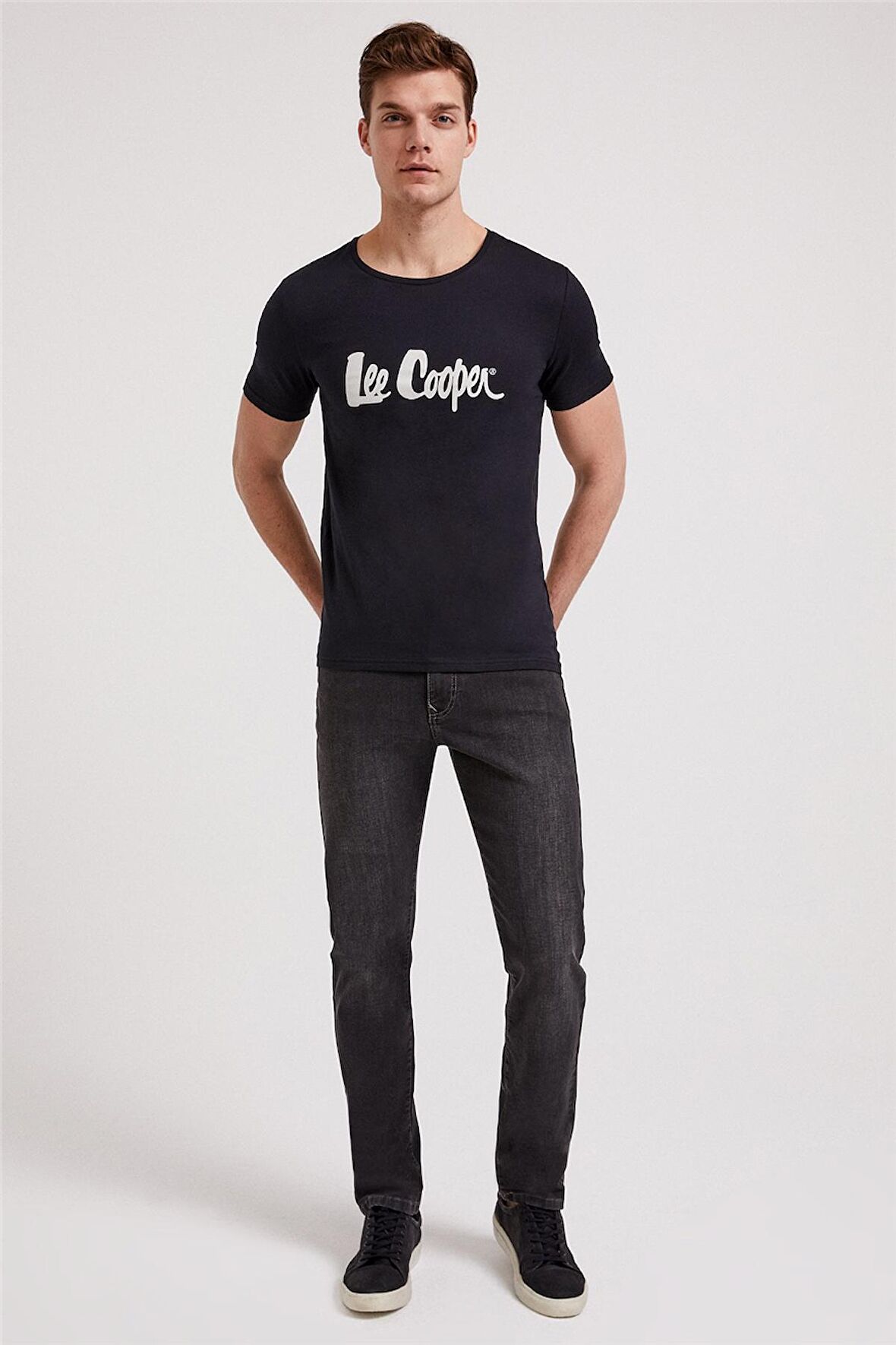 Londonlogo Erkek Bisiklet Yaka T-Shirt Siyah
