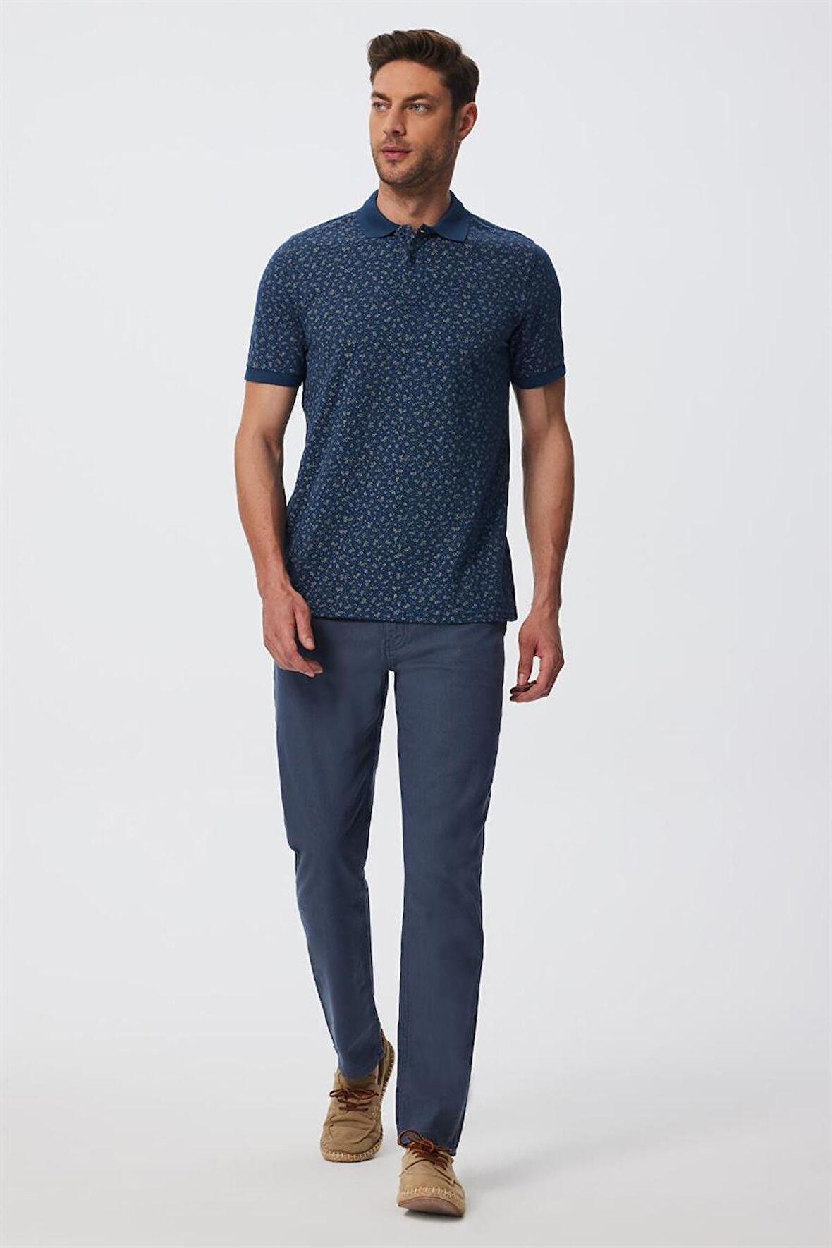 Newbernard Erkek Polo Yaka T-Shırt İndigo