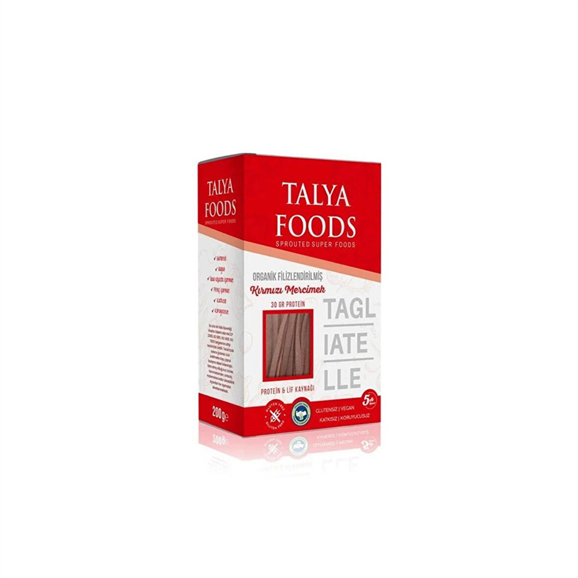 Talya Foods Organik Filizlendirilmiş Kırmızı Mercimek Tagliatelle 200 gr