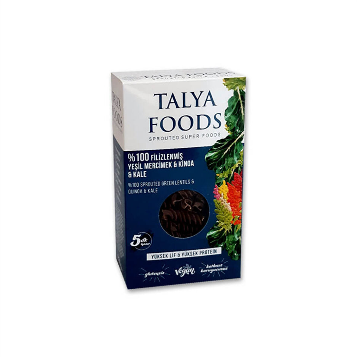 Talya Foods Filizlenmiş Yeşil Mercimek Kinoa Kale Makarnası 200 gr