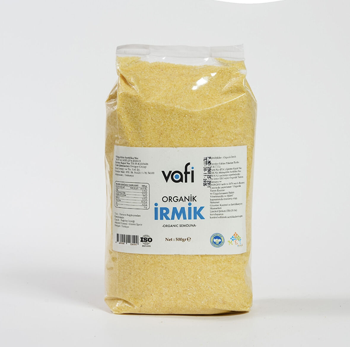 Vafi Organik İrmik 500 Gr