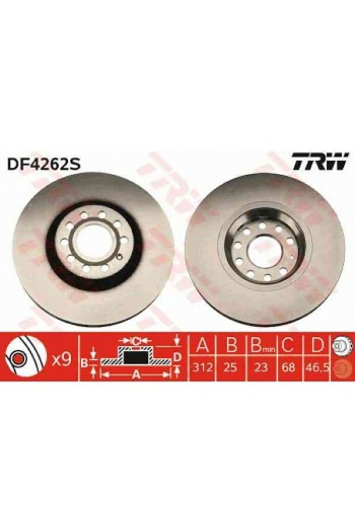 ON FREN AYNASI PASSAT 1.6 - 1.9TDI - 2.0 - 1.8T 05- A4 01- A6 97- SUPERB 02- EXEO 09- - TRW DF4262S