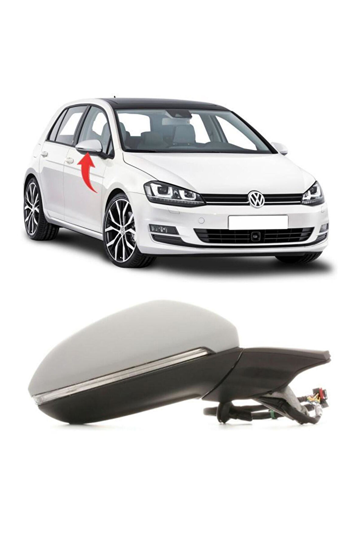 Vw Golf 7 Sağ Ayna Komple Sağ 13 Pin Katlanır Hafıza 5g1857508cl