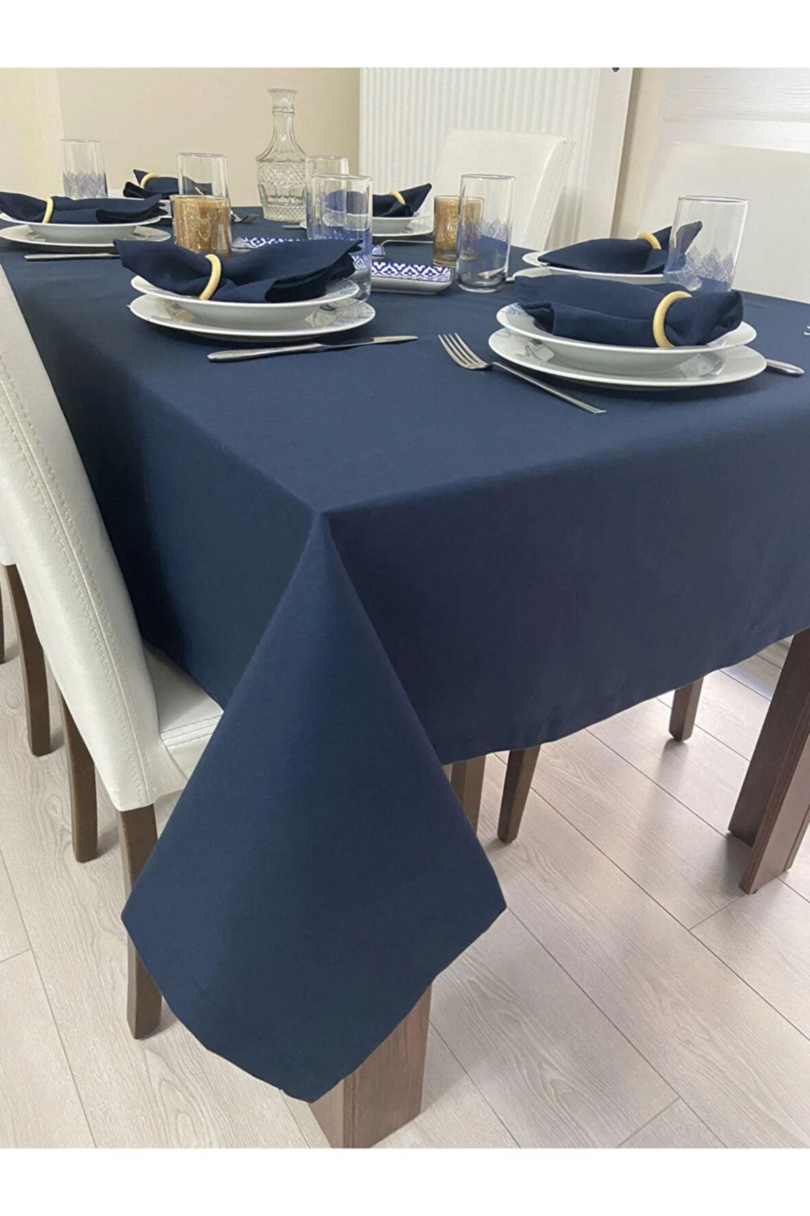 Sıvı Geçirmez Dertsiz Masa Örtüsü Lacivert 25 Parça