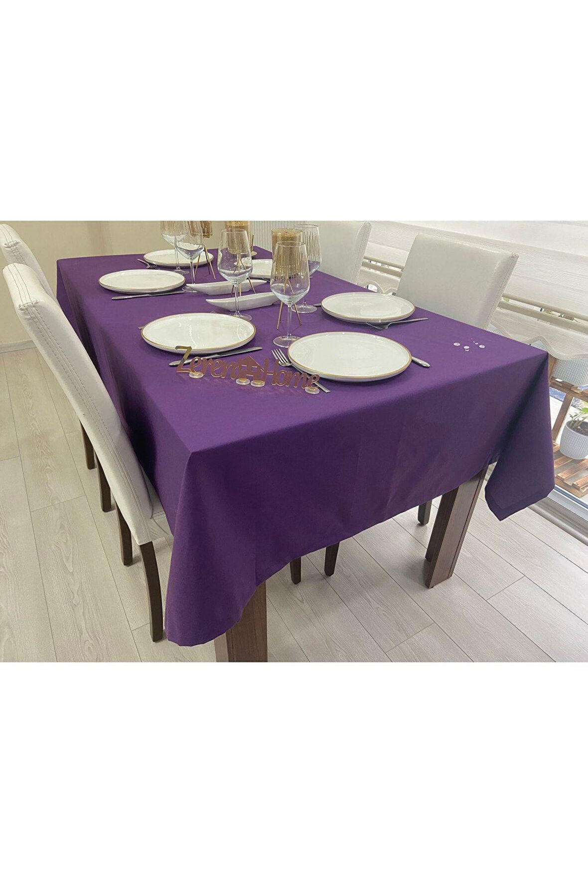 Sıvı Geçirmez Dertsiz Masa Örtüsü Mor 13 Parça