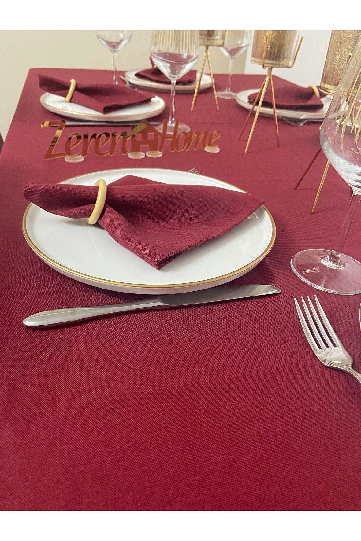 Sıvı Geçirmez Dertsiz Masa Örtüsü Bordo