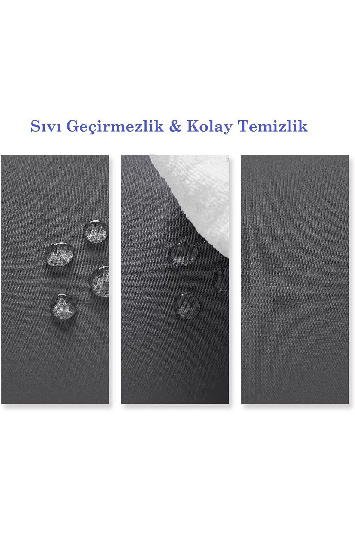 Sıvı Geçirmez Dertsiz Keten Masa Örtüsü Antrasit 13 Parça