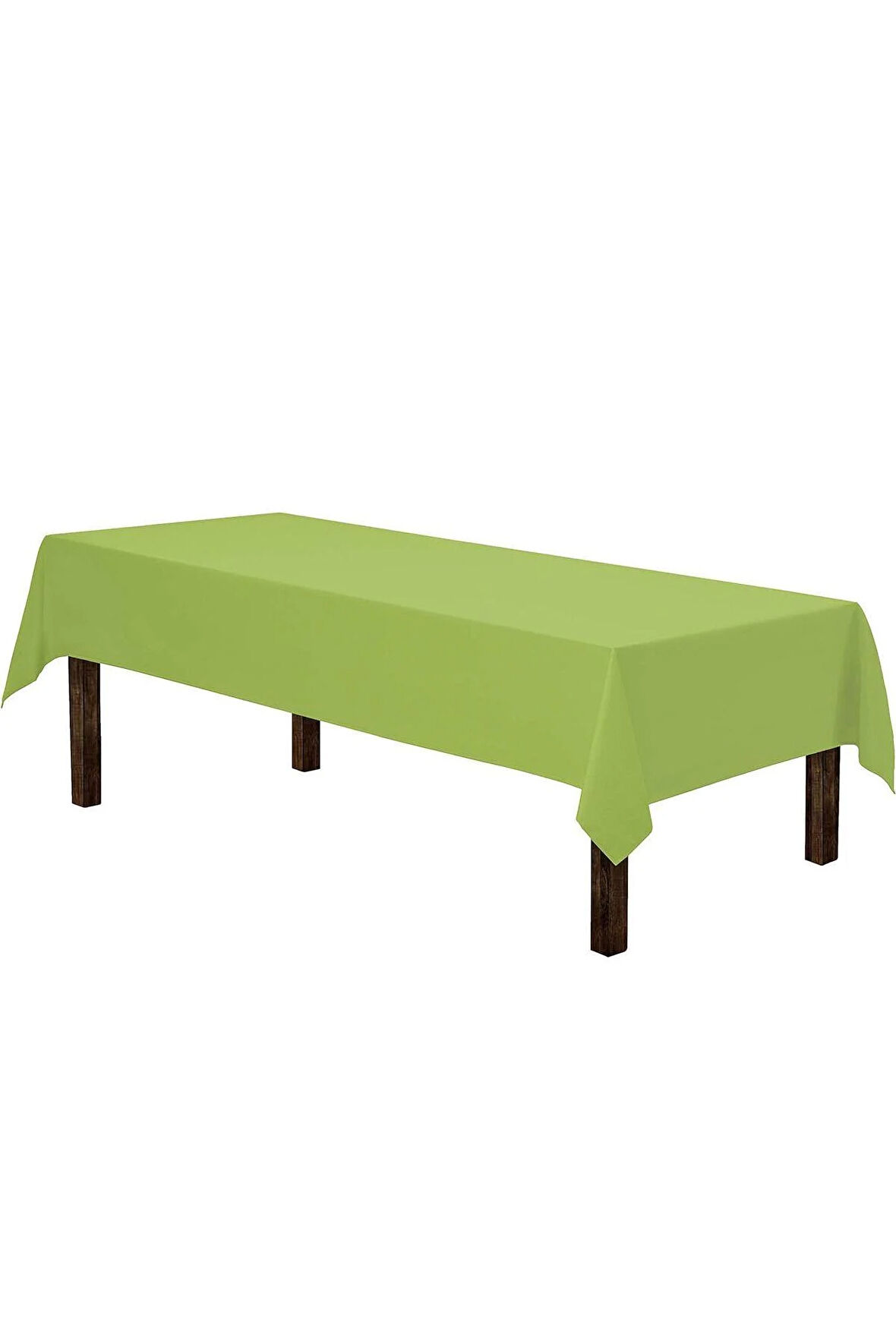 Sıvı Geçirmez Dertsiz Keten Masa Örtüsü Elma Yeşili