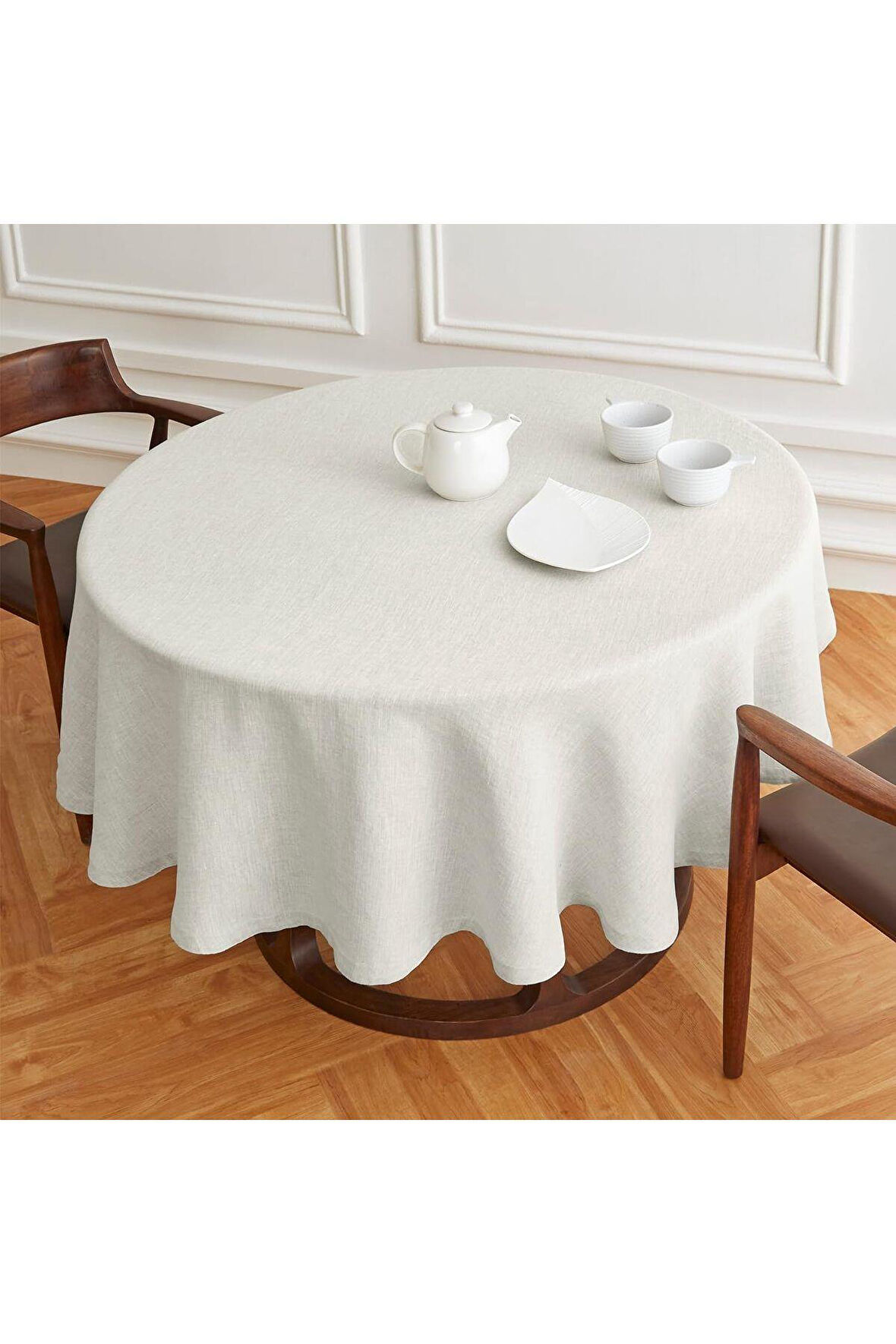 Simsiz Keten Yuvarlak Dertsiz Masa Örtüsü 160cm