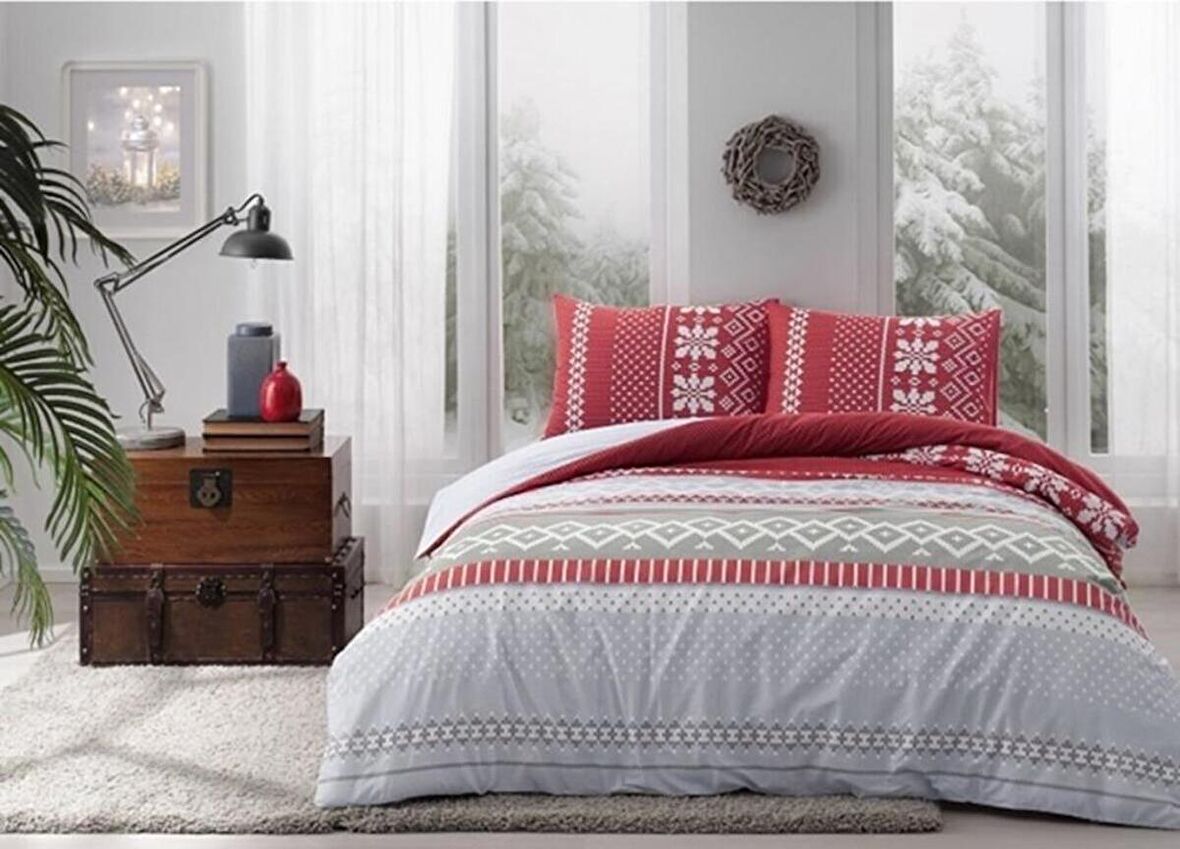 Taç Ranforce Tek Kişilik  Nevresim Takımı Merry Kırmızı