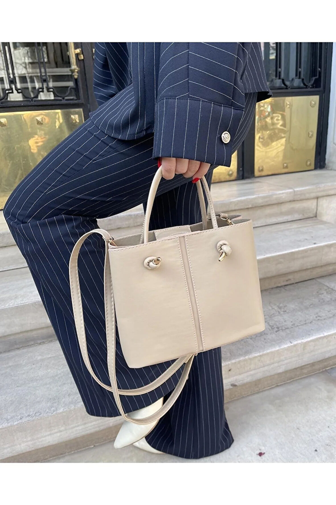 Linda Düğüm Detaylı Çanta Krem