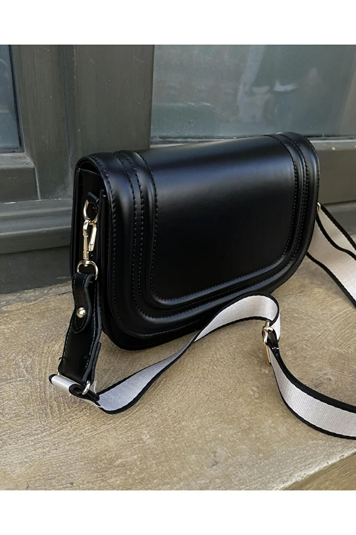 Kanvas Askılı Rugan Çanta Siyah