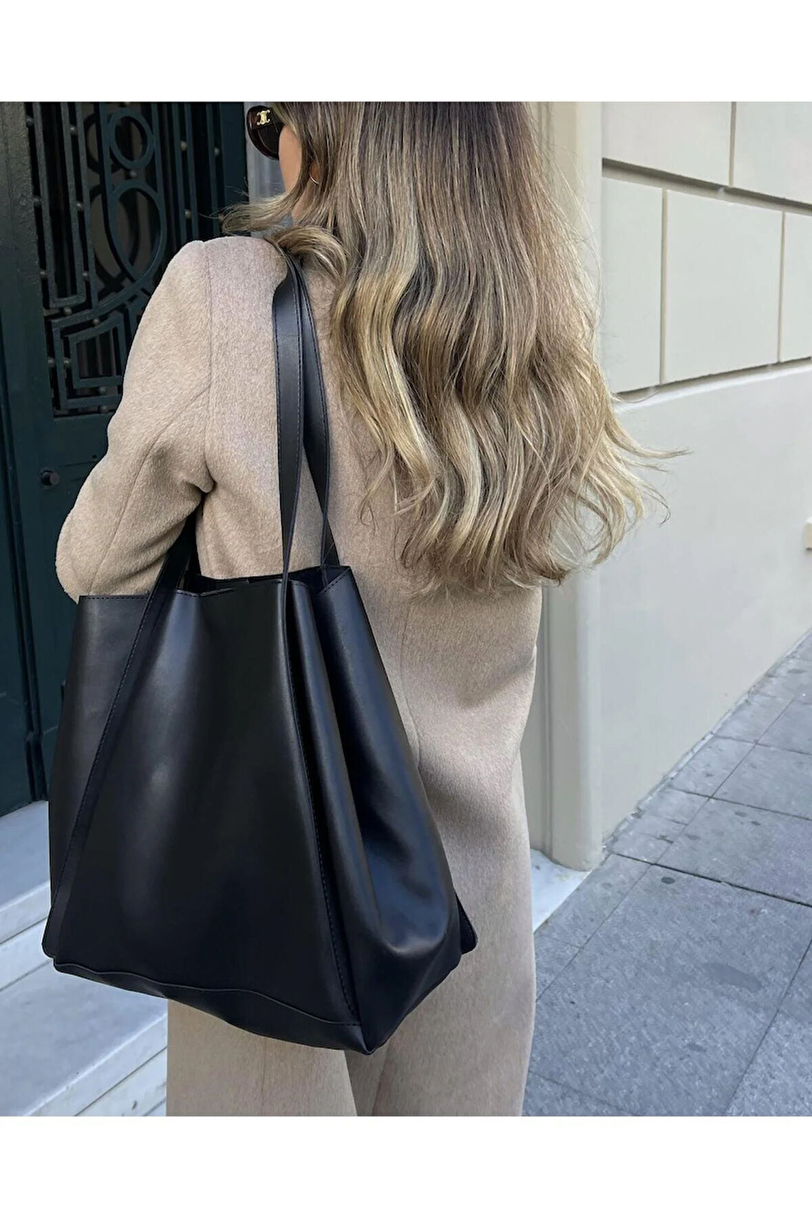 Oversize Yavrulu Çanta Siyah