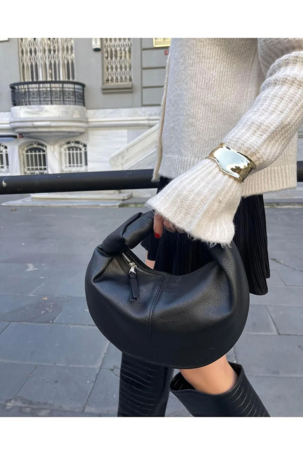 Düğüm Detaylı Çanta Siyah