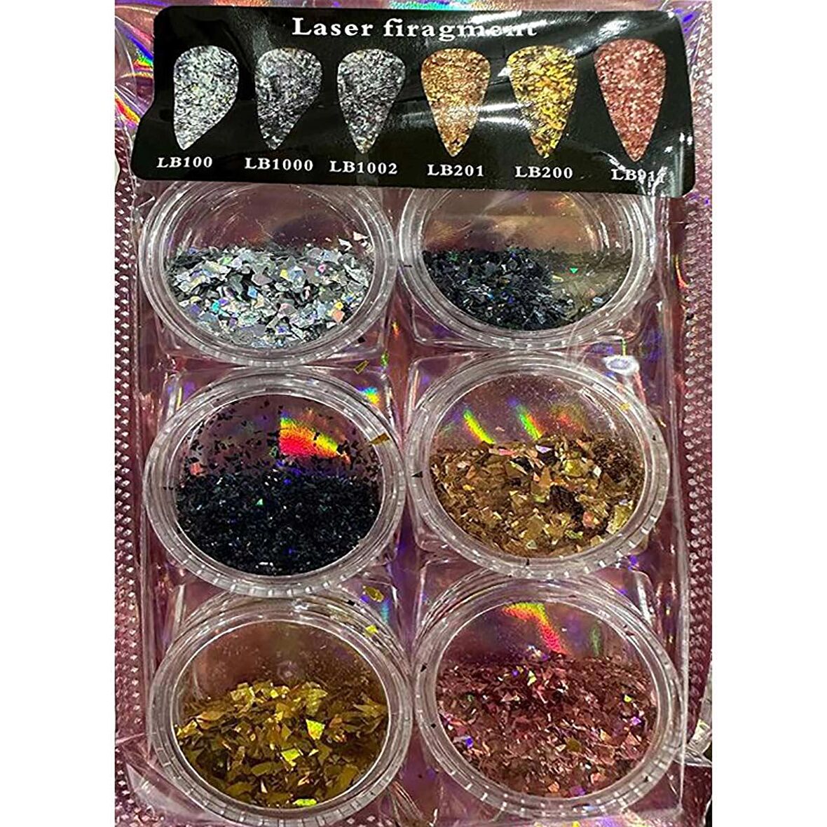 Glitter Tırnak Pulu Seti 6'lı Lazer Görünümlü Pul Seti