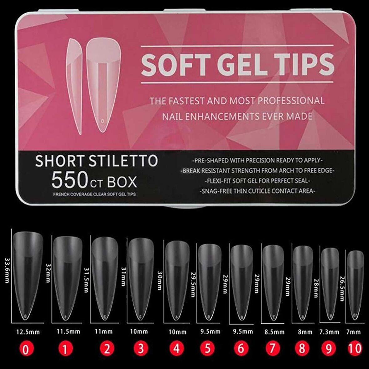 Adanil Yeni Nesil Short Stiletto Jel Tips Kolay Kullanım Hızlı İşlem 550 Adet