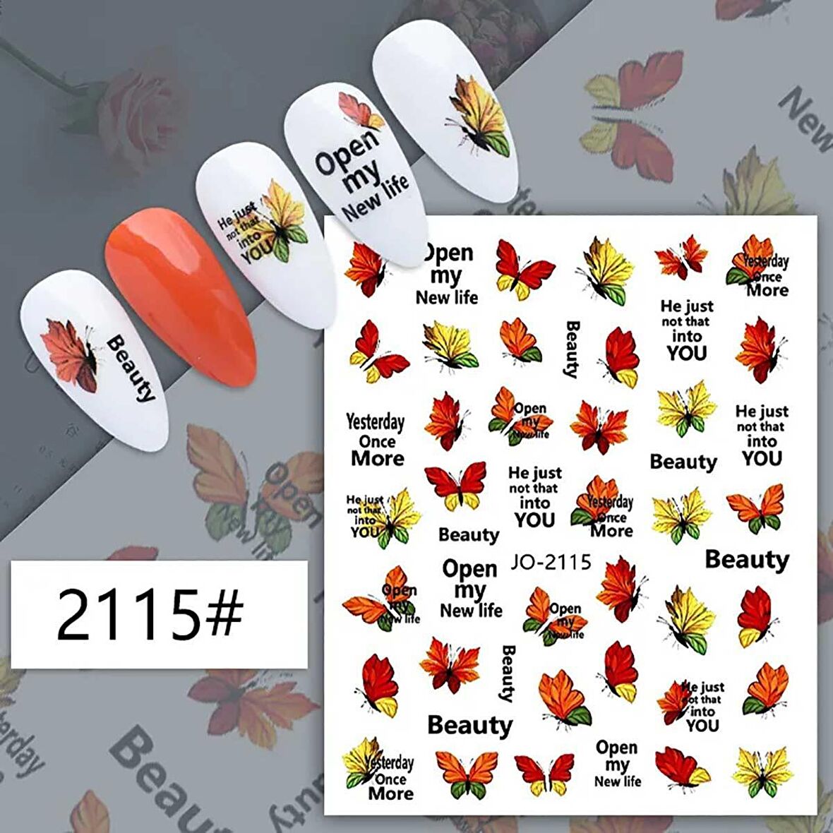 Adanil Yaprak Kelebek Yazılı Sticker J0-2115