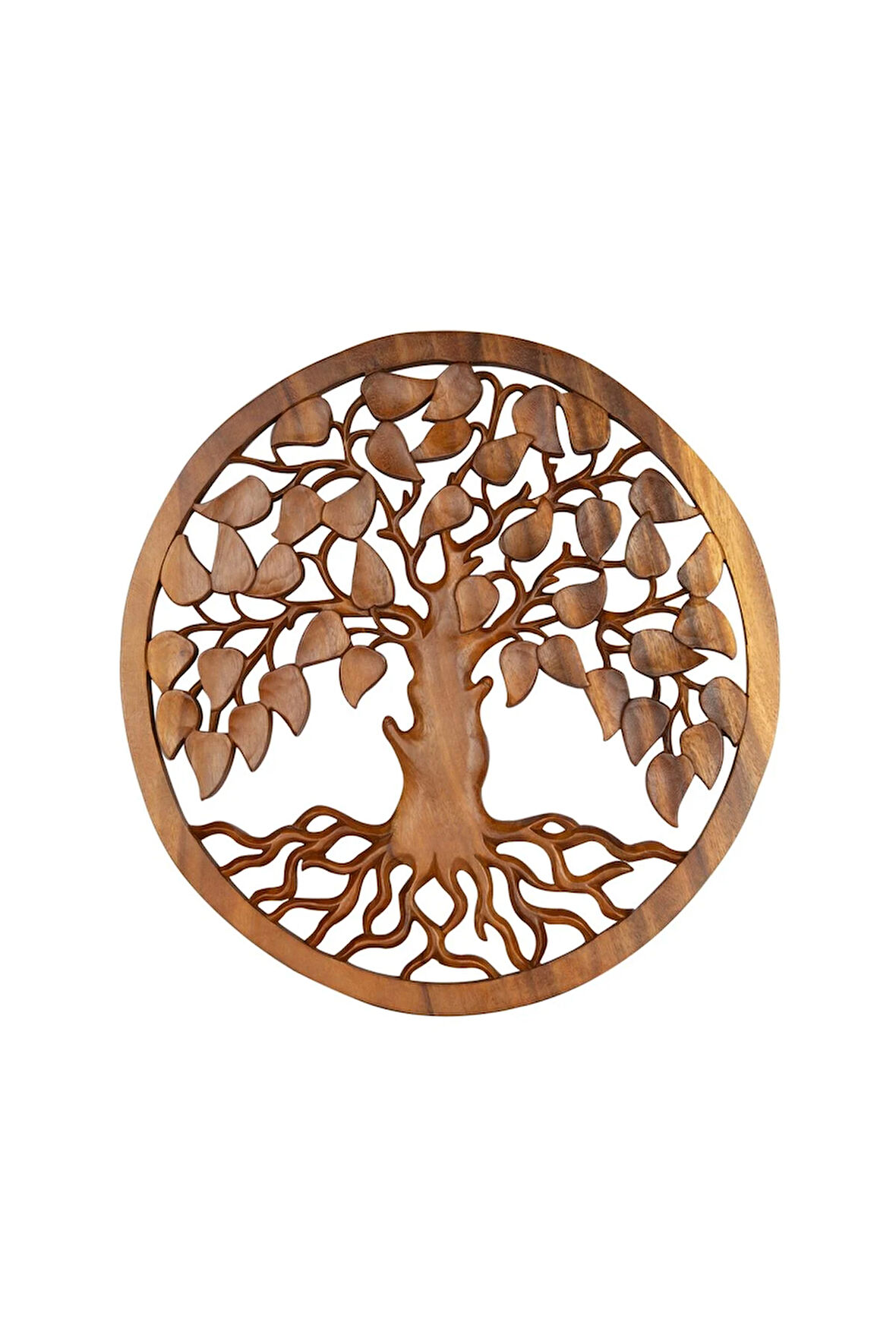 Hayat Ağacı El Yapımı Ahşap ve Ağaç Oyma 40 cm x 40 cm