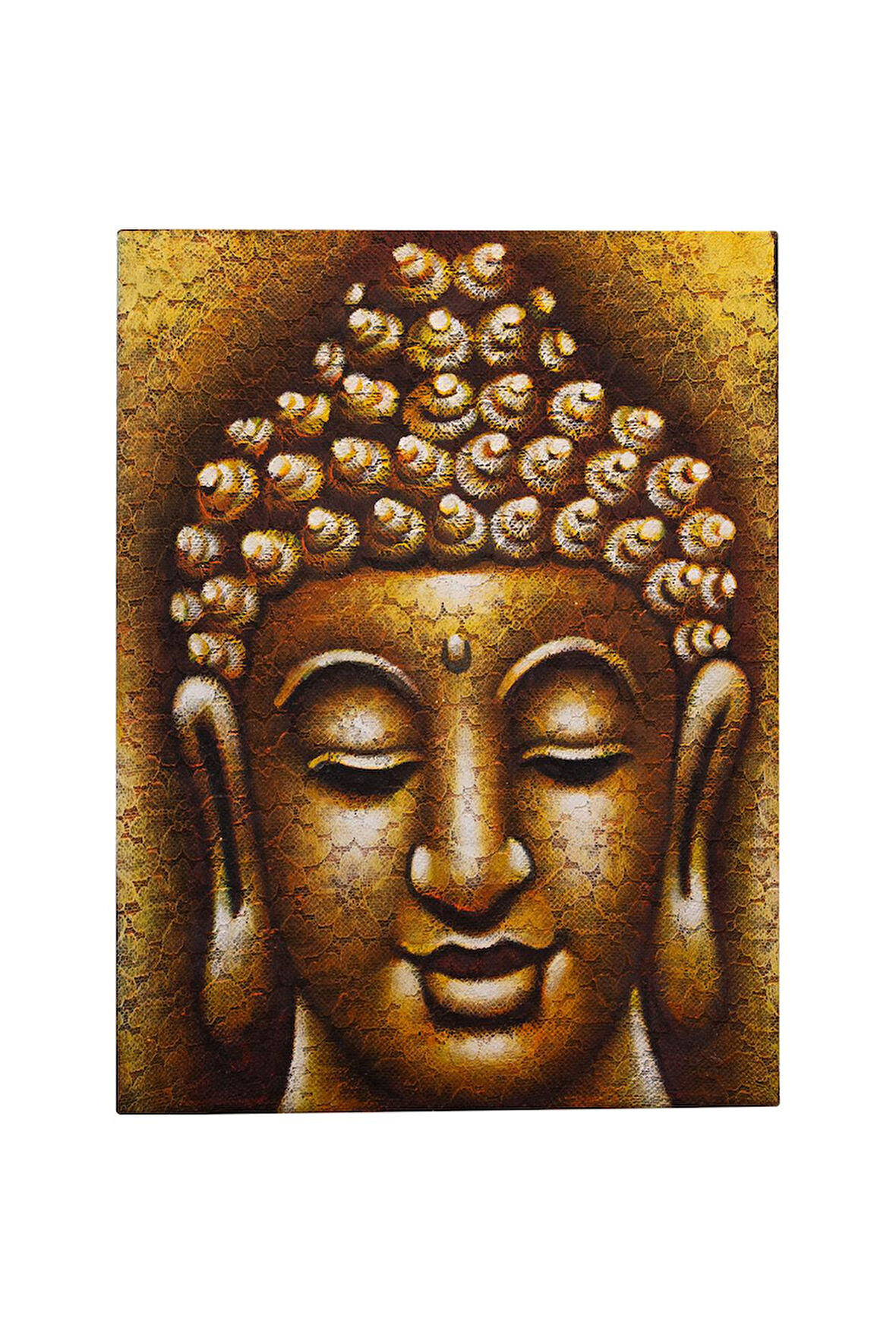 Altın Tonlarında Buda Portresi El Yapımı Tuval Tablo