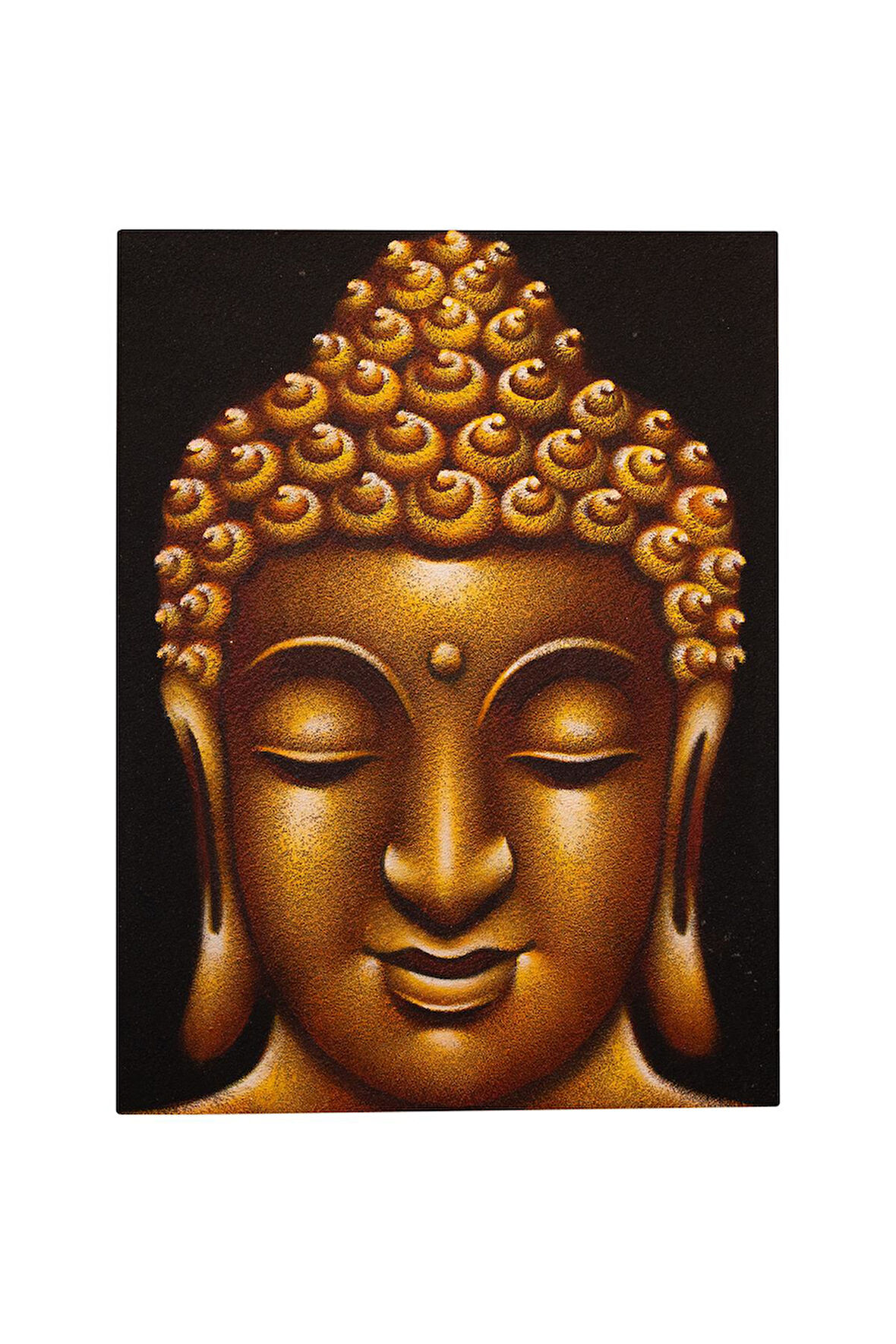 Altın Tonlarında Buda Portresi El Yapımı Tuval Tablo