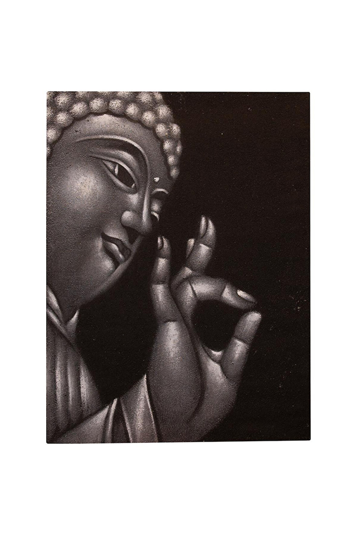 Siyah Tonlarında Buda Portresi El Yapımı Tuval Tablo