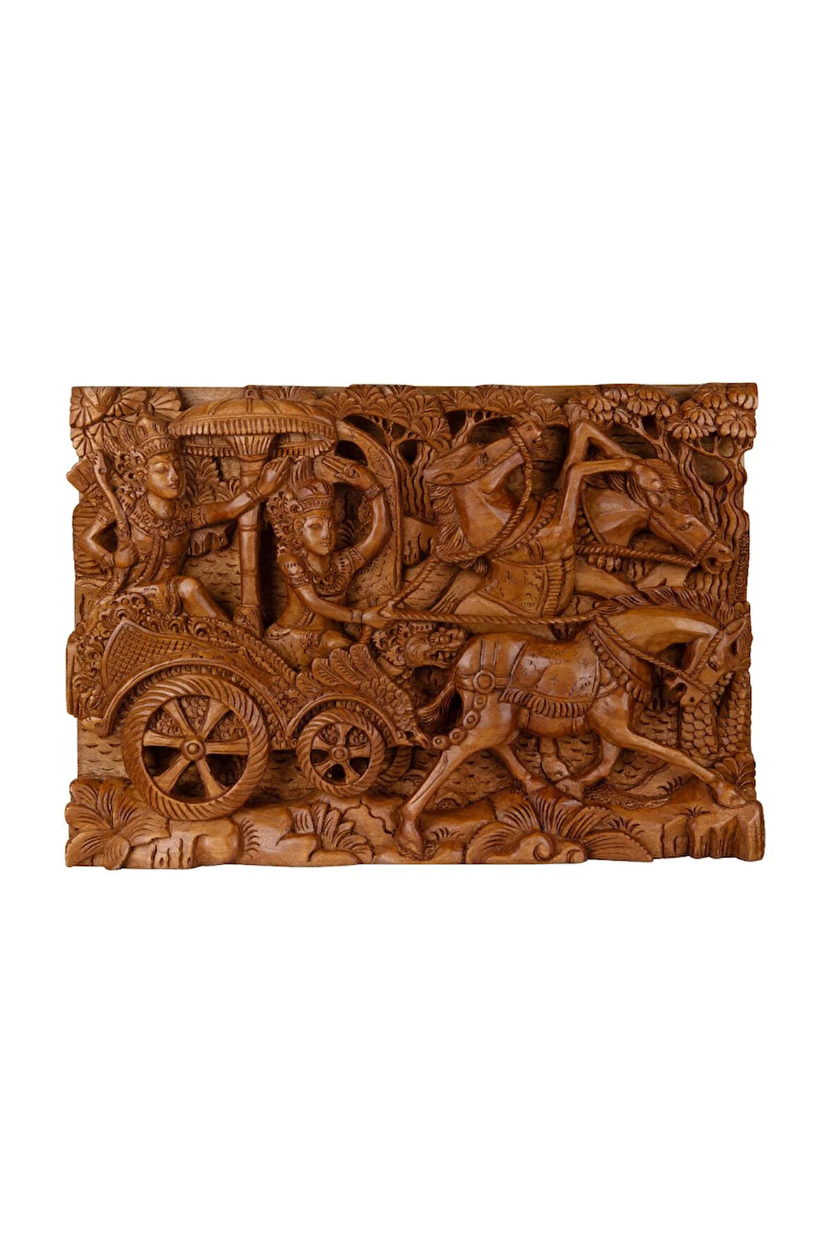 Tek Parça El Yapımı Oyma Tablo Doğal Ahşap Sanatı 33 cm x 48 cm