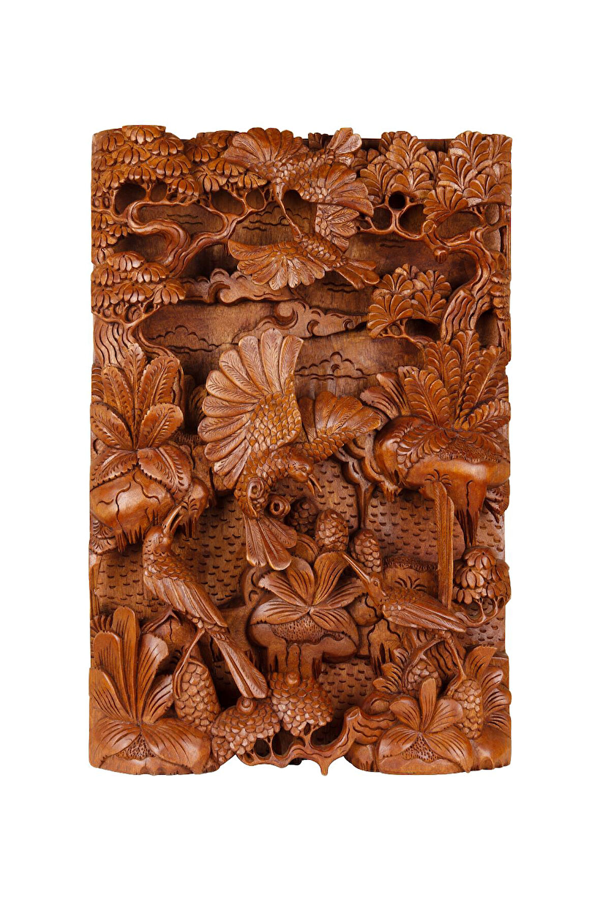 Tek Parça El Yapımı Oyma Tablo Doğal Ahşap Sanatı 33 cm x 48 cm