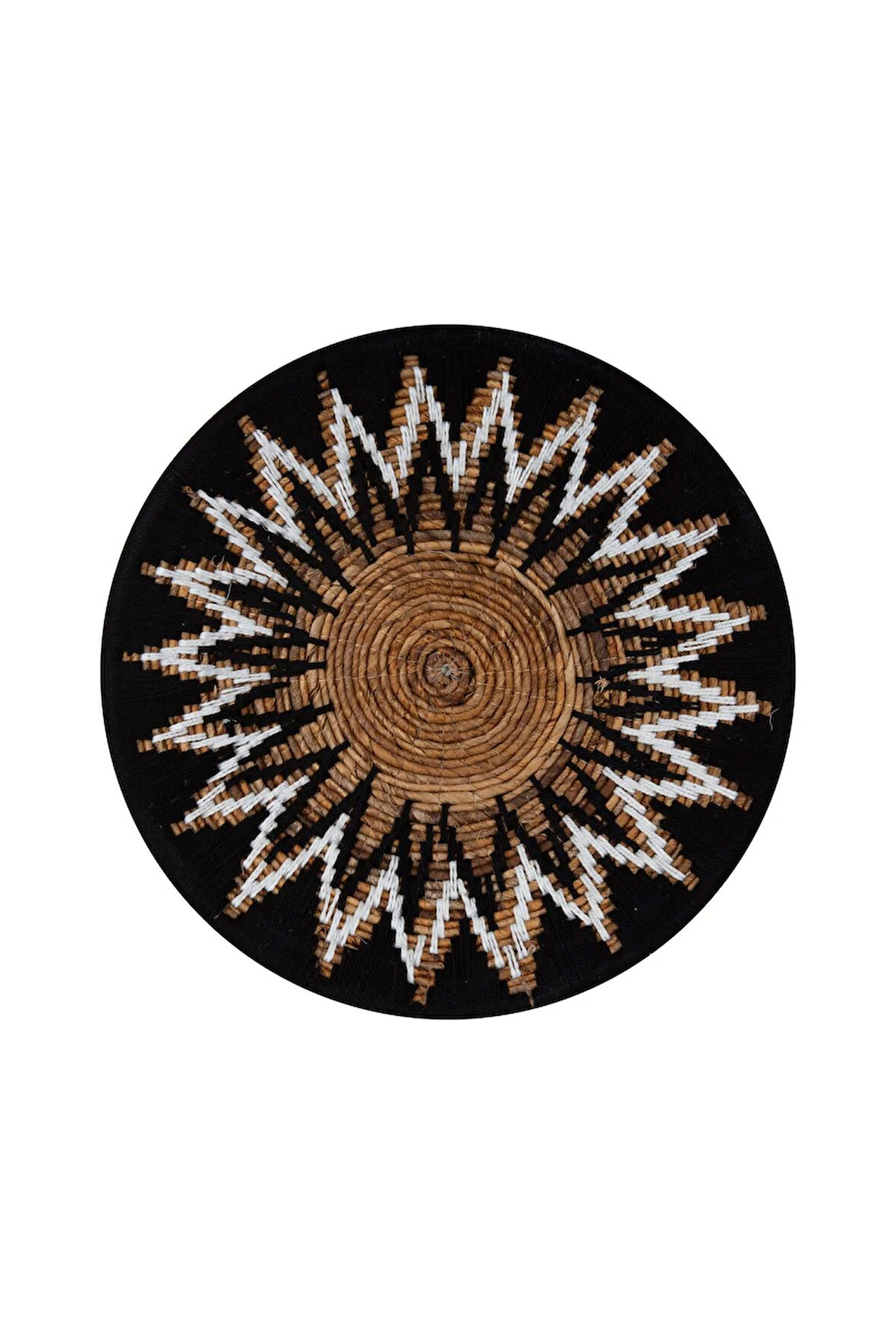 Bohem Hasır Yuvarlak Duvar Dekoru Bambu ve Makrome İle Yapılan Duvar Süsü 50 cm x 50 cm