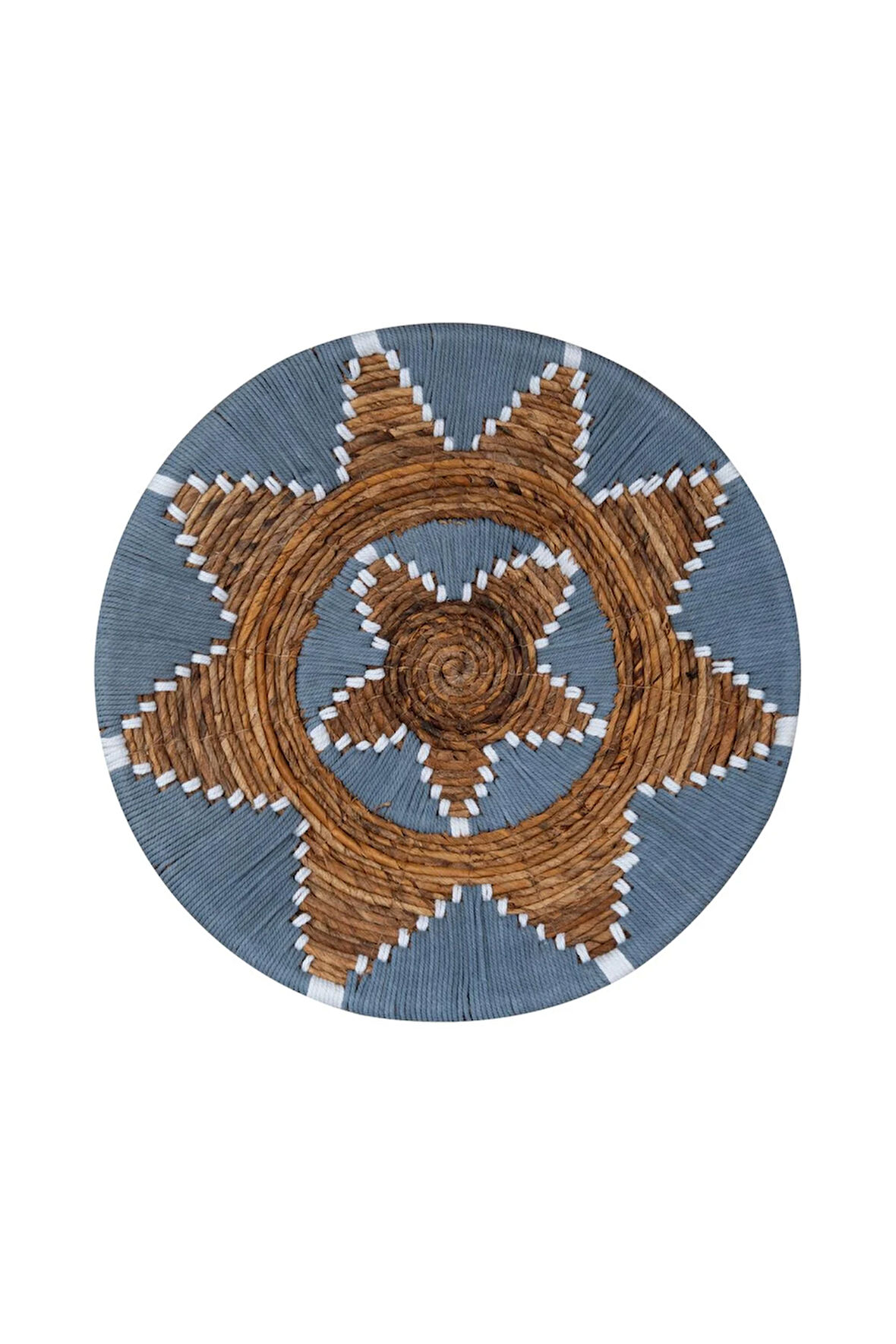 Bohem Hasır Yuvarlak Duvar Dekoru Bambu ve Makrome İle Yapılan Duvar Süsü 50 cm x 50 cm