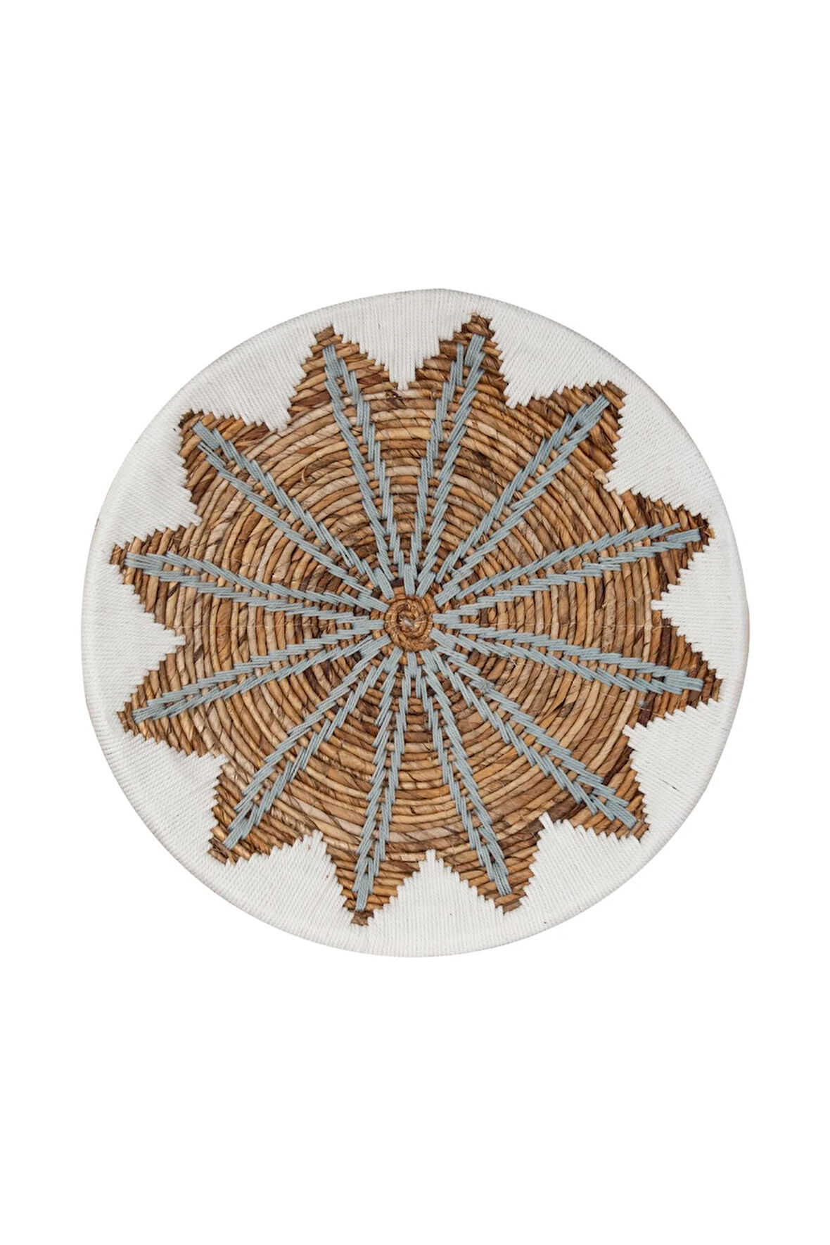 Bohem Hasır Yuvarlak Duvar Dekoru Bambu ve Makrome İle Yapılan Duvar Süsü 50 cm x 50 cm