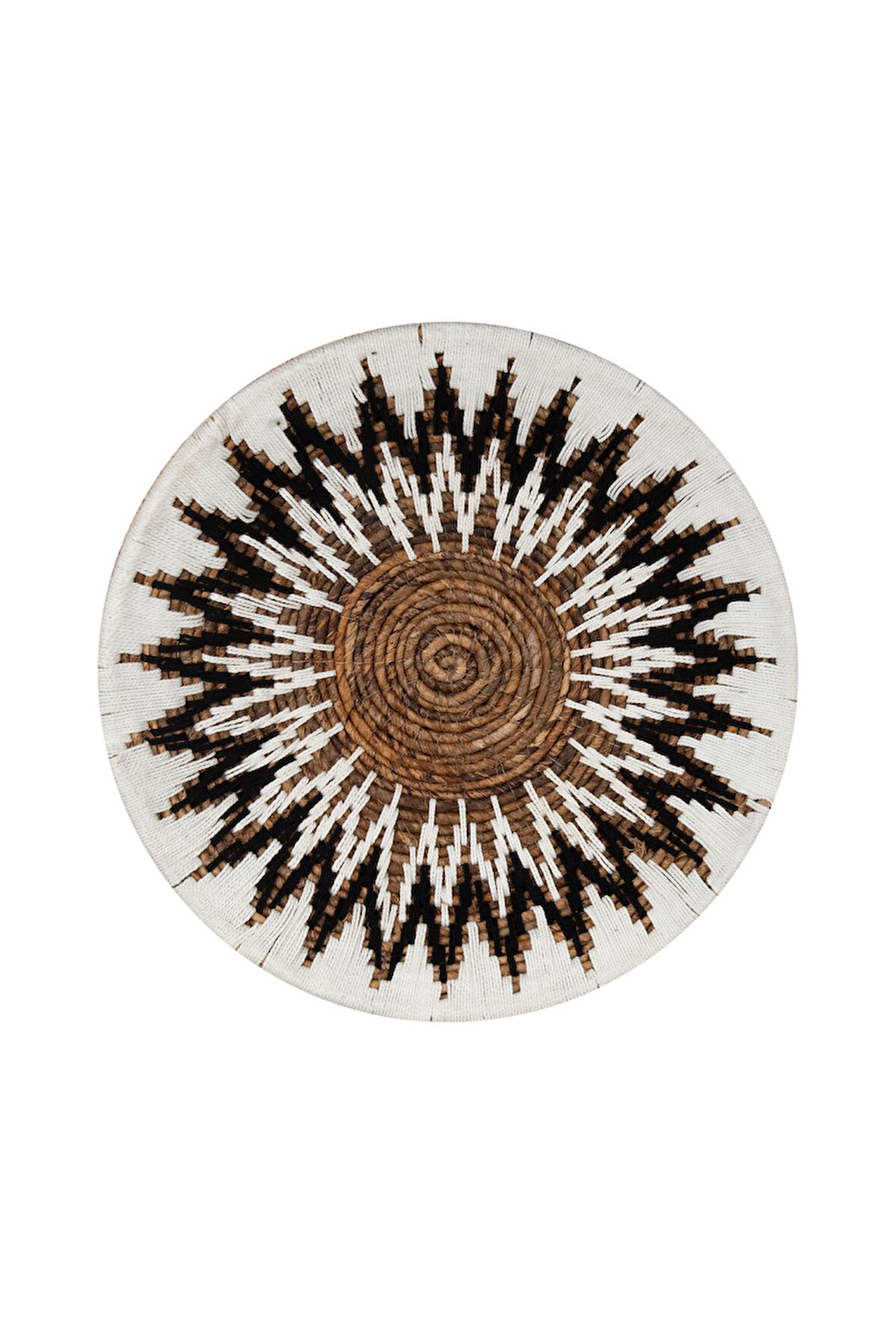 Bohem Hasır Yuvarlak Duvar Dekoru Bambu ve Makrome İle Yapılan Duvar Süsü 50 cm x 50 cm